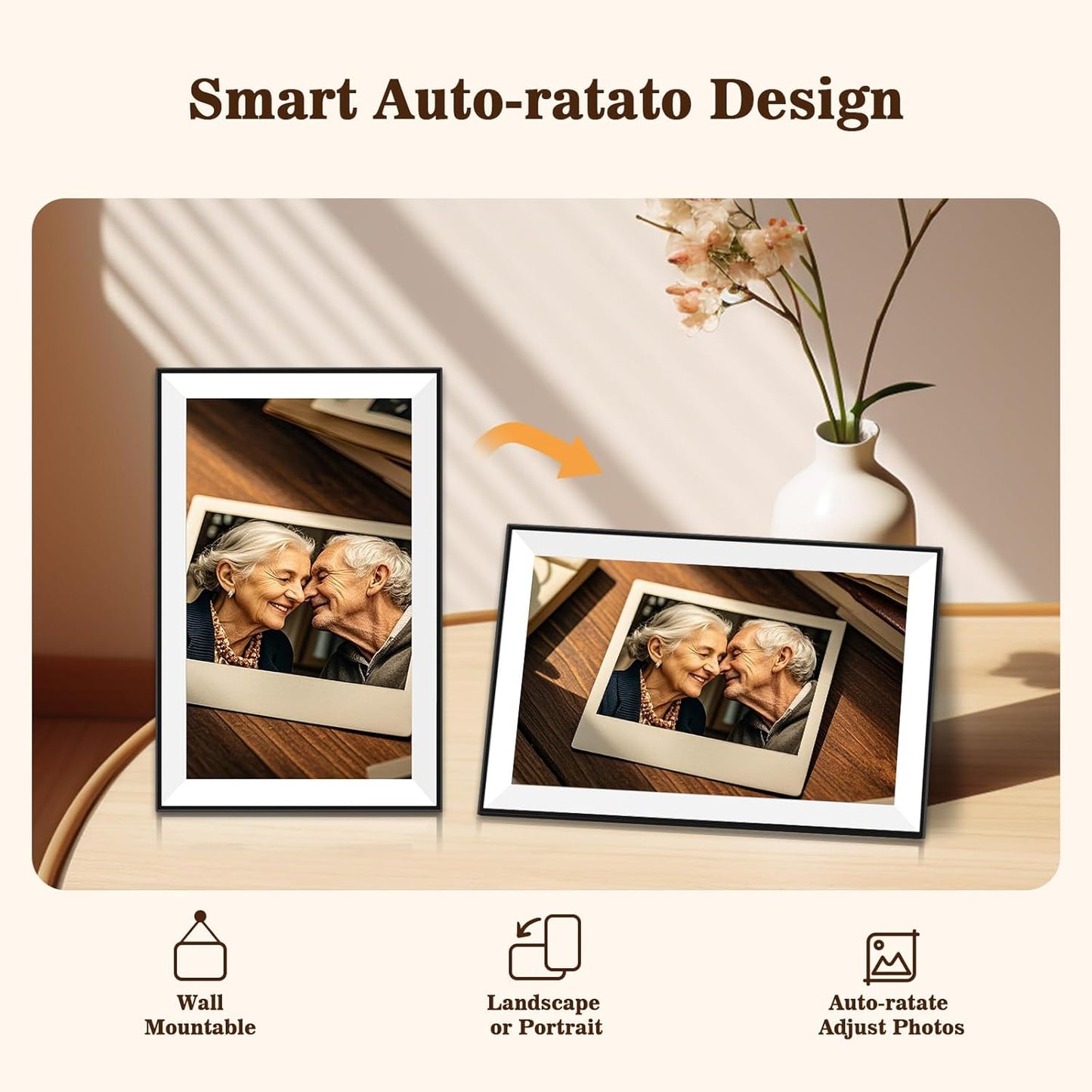 Digital Picture Frame, Frameo 10.1 inch Smart WiFi Digital Photo Frame with HD IPS Touch Screen Slideshow Display 32GB Memory Auto-Rotate, Photo Frame Electronic Best Gifts for Birthday, Wedding, Mom
