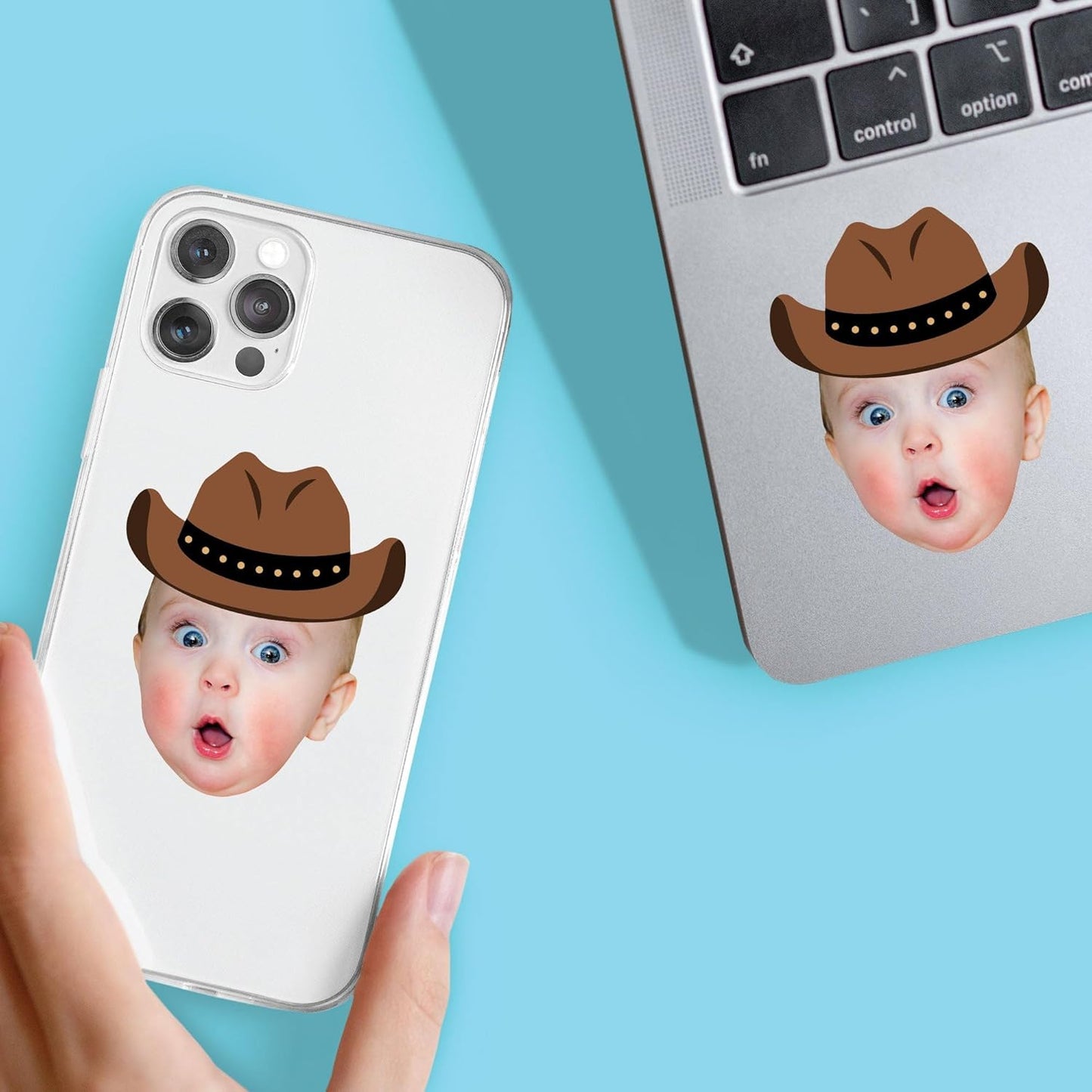 Big Dot of Happiness Custom Photo Western Hoedown - Wild West Cowboy Party Favors - Fun Face Cut-Out Stickers - Set of 24