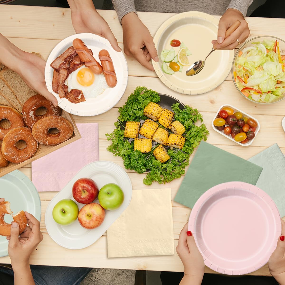 CMUSKO Pink and Green Birthday Decorations-60Pcs Dusty Pink Sage Green Plates & Napkins Kit for Baby Shower, Bridal Shower, Wedding