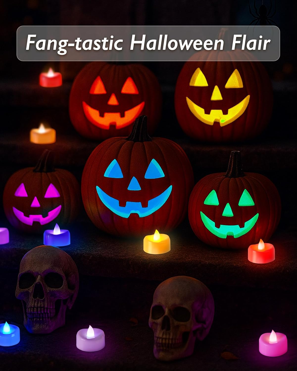 Raycare 7-Color Changing LED Tea Lights Battery Operated, 200+Hour Flickering Votive Candles, Realistic Fake Flameless TeaLights for Wedding Party Halloween Thanksgiving Christmas Decorations, 24 Pack