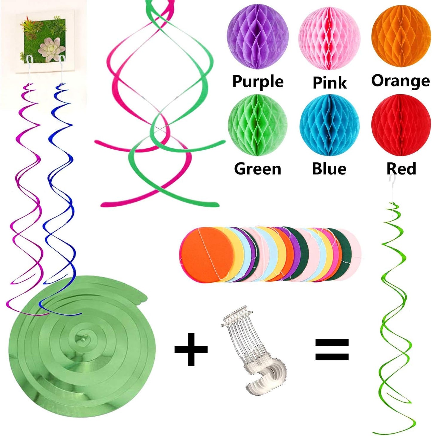 Happy Birthday Banner With Colorful Paper Flag Bunting Paper Circle Confetti Garland Swirl Streamers Honeycomb ball for Birthday Party Decorations