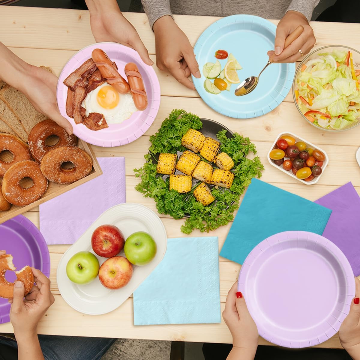 CMUSKO Mermaid Birthday Decorations-150Pcs Pink Blue Purple Plates and Napkins Mermaid Theme Party Supplies Serves 50 for Girl Birthday,Baby Shower,Wedding