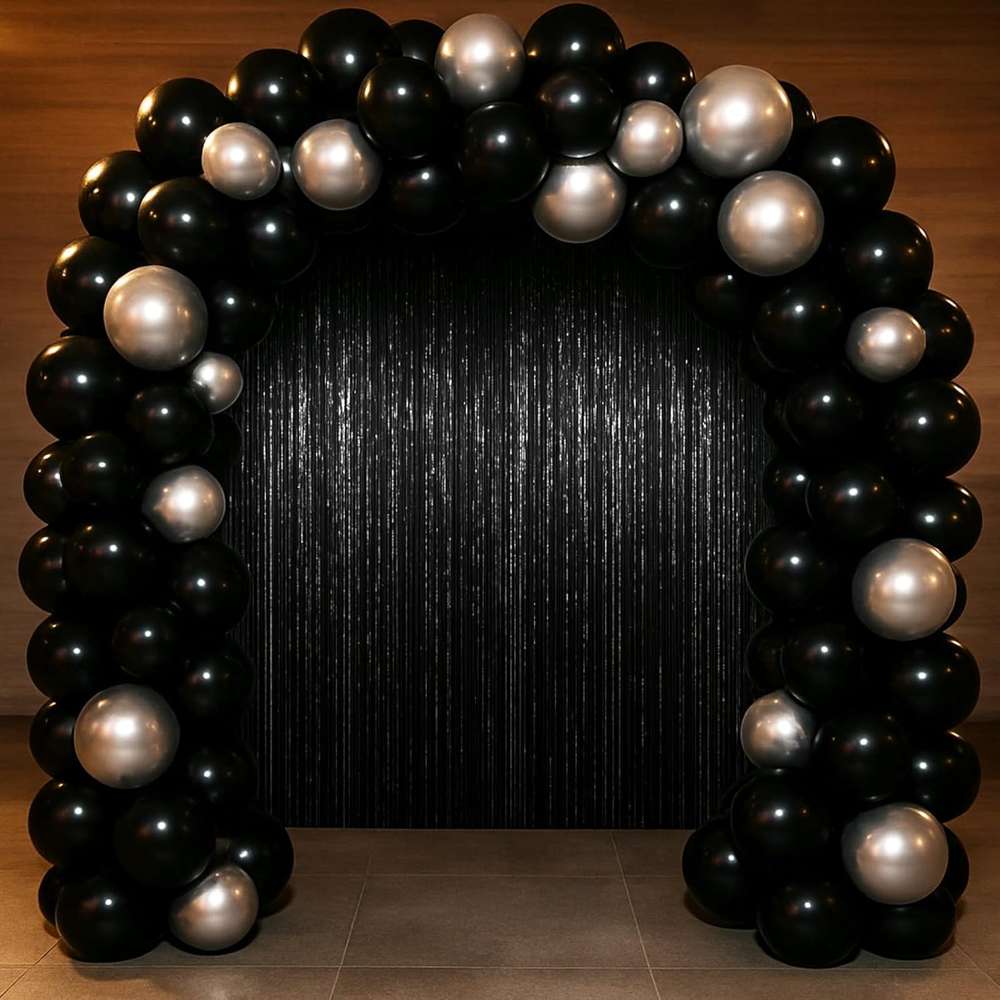 3 Pack 3.3 x 6.6 ft Black Foil Fringe Backdrop Curtains, Tinsel Streamers Party Decorations, Fringe Backdrop for Birthday, Baby Shower, Gender Reveal, Graduation