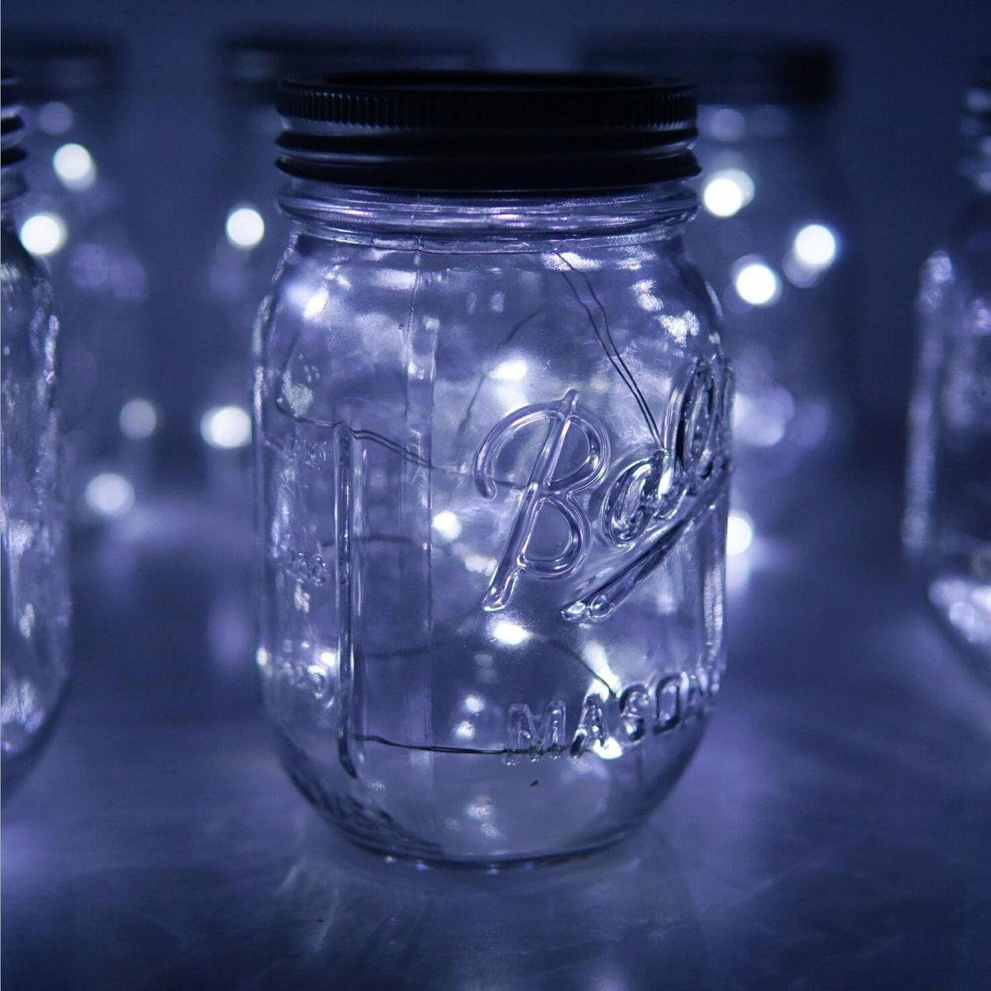 6 Pack Mason Jar Lights, 10 LED Solar Cold White Fairy String Lights Lids Insert for Garden Deck Patio Party Wedding Christmas Decorative Lighting Fit for Regular Mouth Jars …