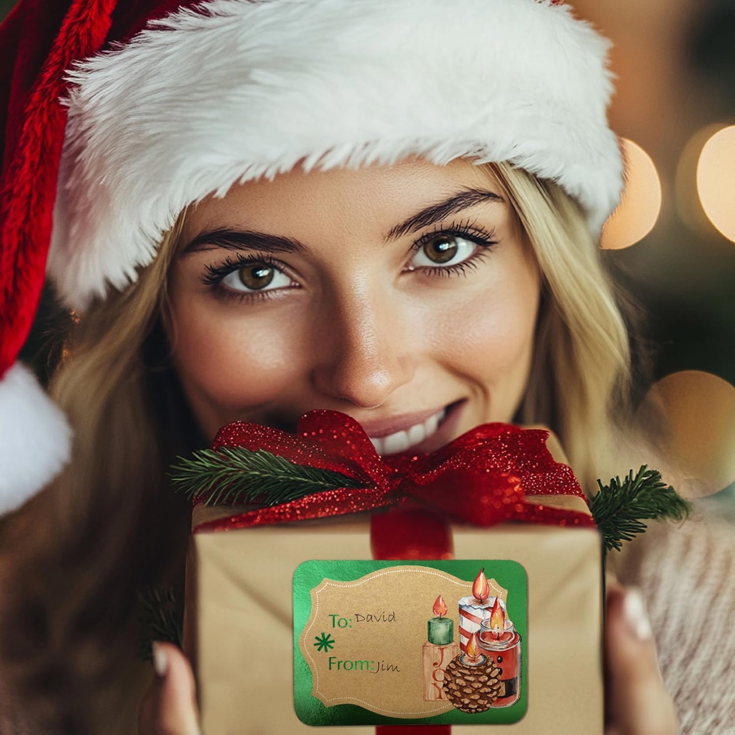 80-Count Foil Kraft Christmas Tags Sticker,8 Jumbo Designs - Xmas to from Christmas Stickers Name Tags Write On Labels - Holiday Present Label…