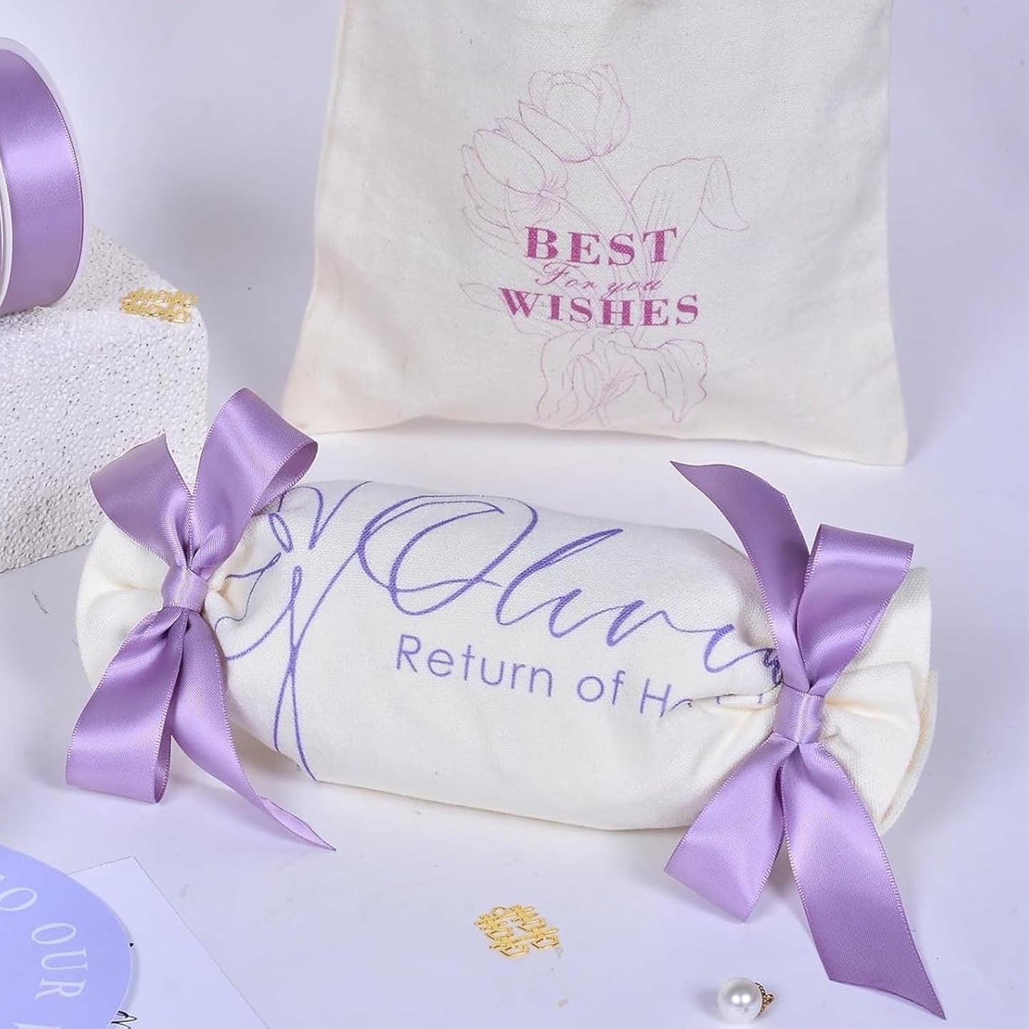 1-1/2 Inch Light Purple Satin Ribbon 50 Yards Solid Fabric Ribbons for Gift Wrapping, Crafts, Floral Arrangements, Wedding, Party, Holiday and Home Decor