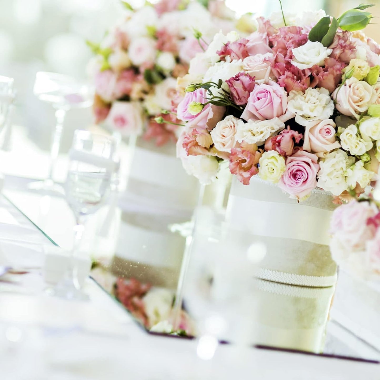 VASUHOME 5 x 12 inch Mirror Candle Plate for Table Centerpieces, Set of 12, 2 mm Thick, Mirror Tiles for Wall, Table Wedding Centerpieces, Party Decor and Crafts