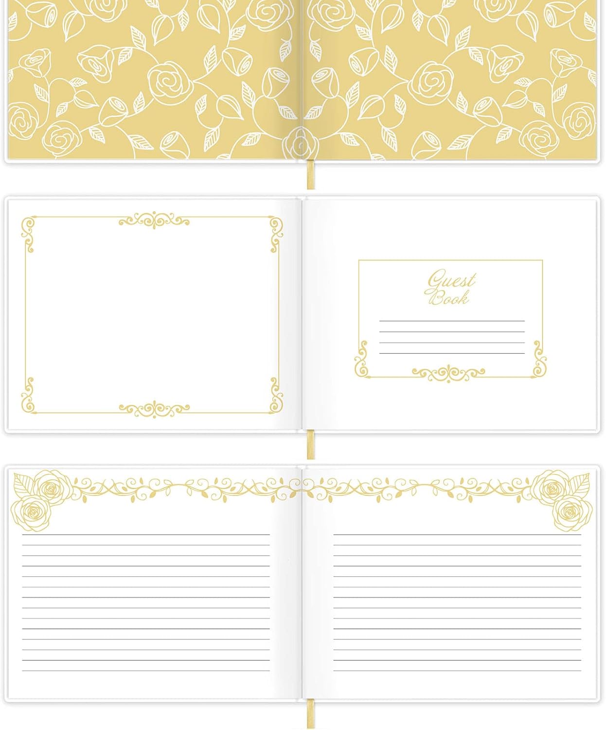 Vienrose Wedding Guest Book Set with A Pen and A Welcome Sign Registry Sign-in Book with 123 Blank Lined Pages Gilded Edges Hardcover Book for Wedding Baby Shower Birthday
