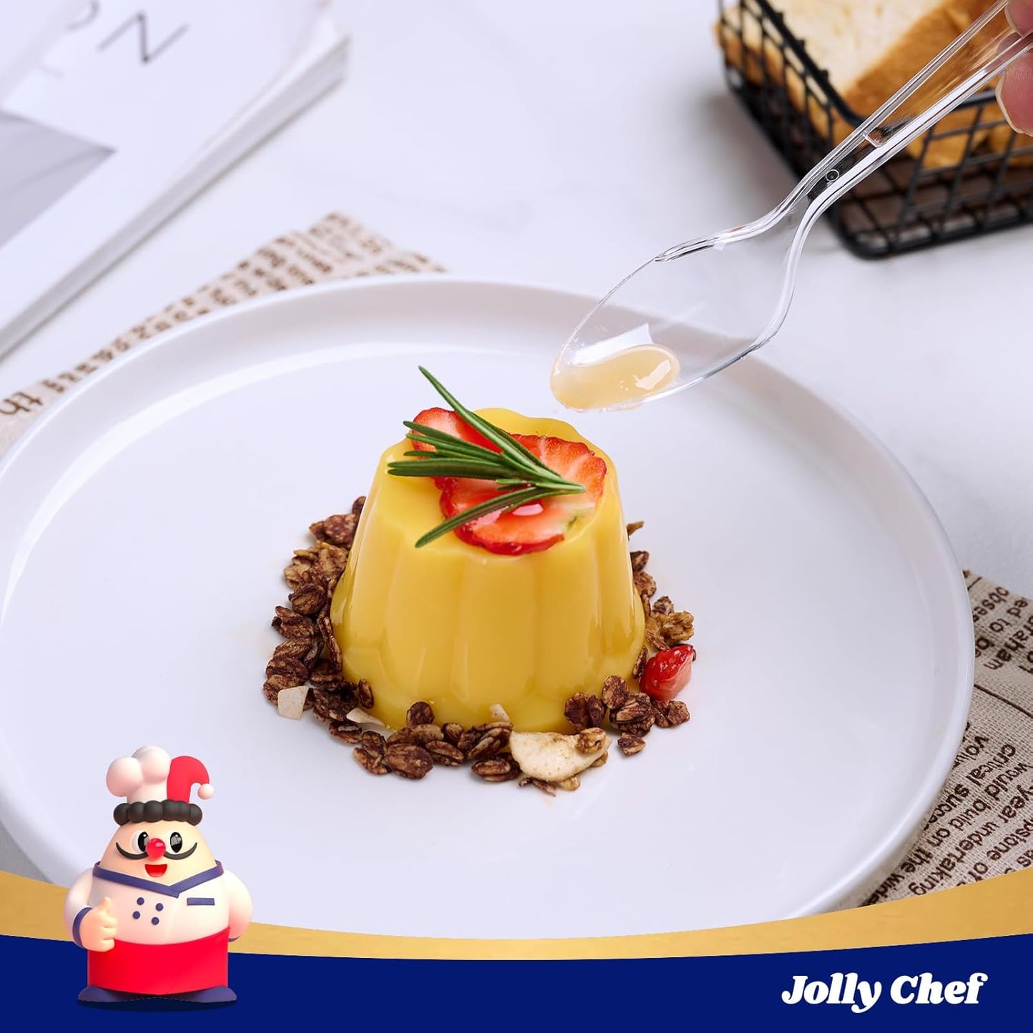 JOLLY CHEF 360 Count Heavy Duty Clear Plastic Silverware-180 Forks, 120 Spoons, 60 Knives, Heat Resistant Disposable Utensils Set, Clear Plastic Cutlery Set for Parties, Events, Everyday Use