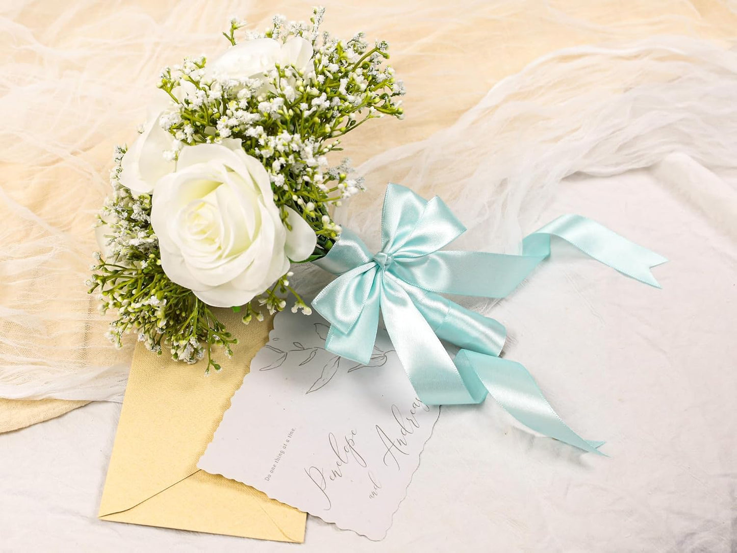 Light Blue Satin Ribbon 1 inch X Continuous 100 Yards, Single Face Polyester Ribbon Perfect for Gift Wrapping, Flower Bouquet, Wedding Decor, Crafts, Bow Making, Sewing and More