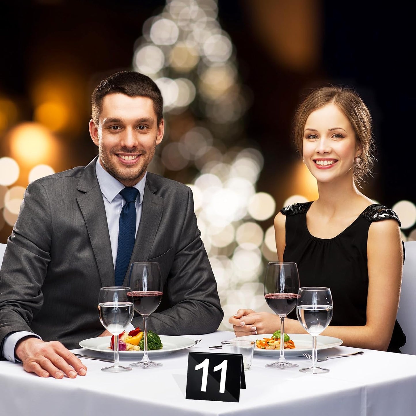 Table Numbers 1-25 Acrylic Restaurant Table Numbers Double Side Plastic Table Tent Table Numbers for Events Banquets Party Wedding Food Service Reception(Black)