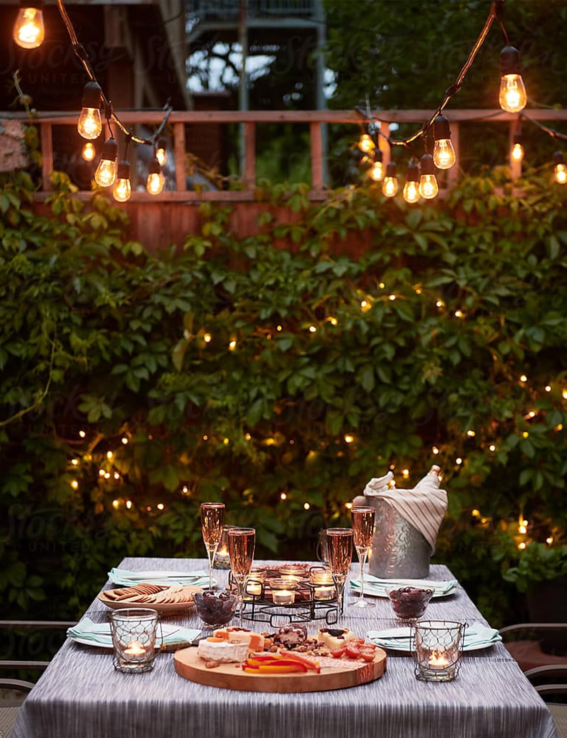 Svater Outdoor Led String Lights 50FT, Patio Lights with 16pcs S14 Shatterproof Bulbs, 1 Watt E26 Dimmable 2700K Warm White, IP65 Waterproof, Commercial Grade Light