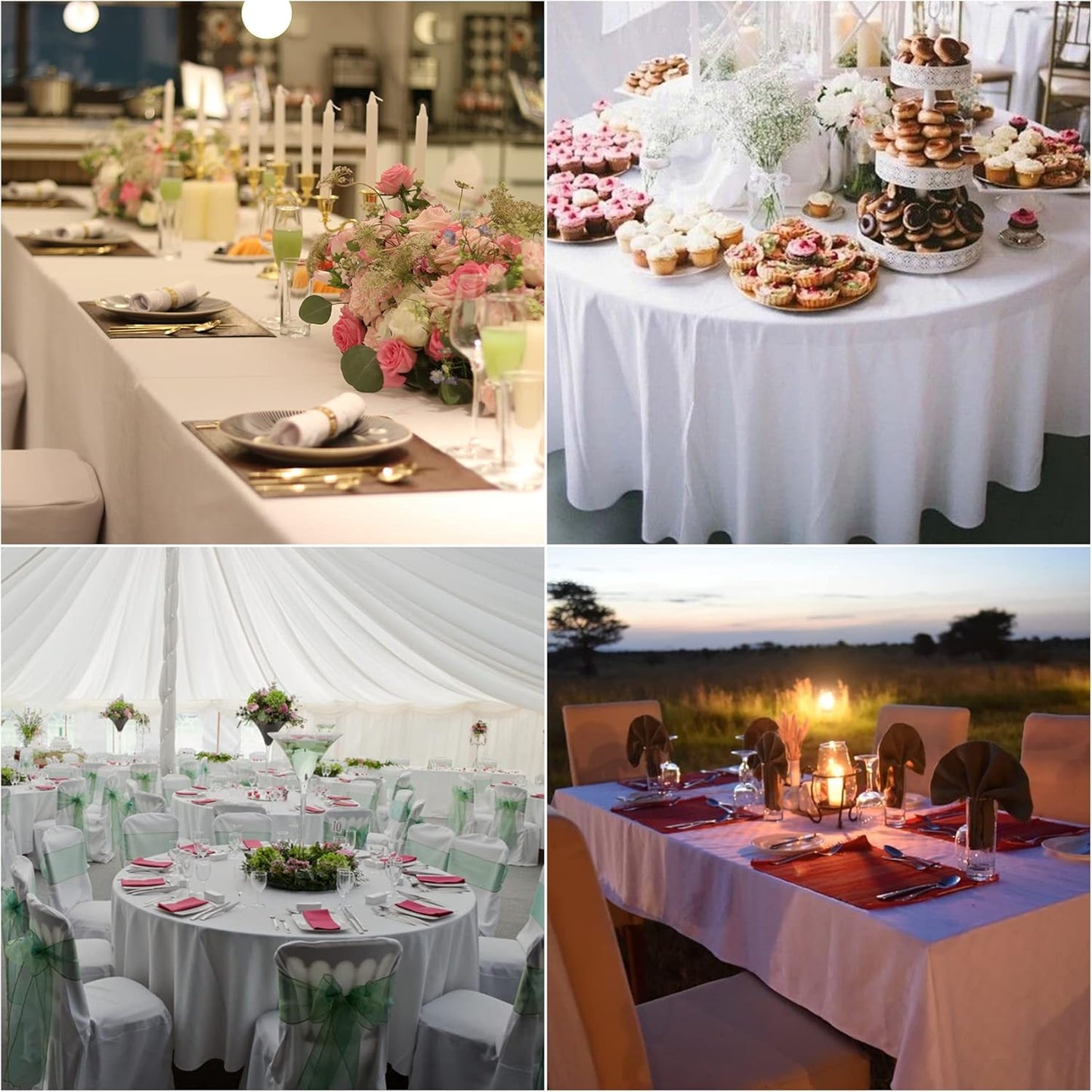 Fokitut 6 Pack Round Tablecloth, 90 Inch, Stain Resistant and Wrinkle Polyester Table Cloth, Fabric Table Cover for Kitchen Dining, Wedding, Party, Holiday Dinner-Blue Mist