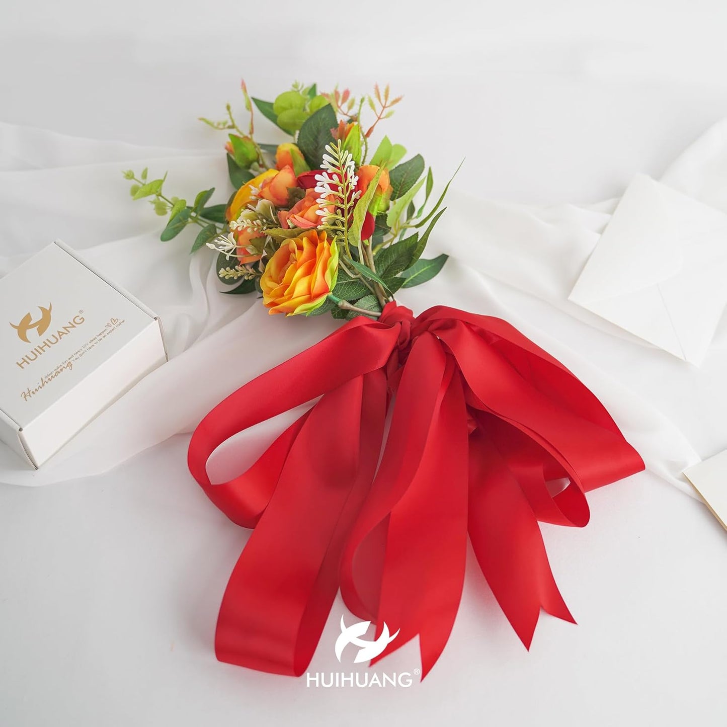 HUIHUANG Red Ribbon 1-1/2 inch Satin Ribbon, Red Double Faced Satin Ribbon for Christmas Gift Wrapping for Bows Making Floral Bouquet Wedding Christmas Decor Party Favor and Craft Supplies-50 Yards