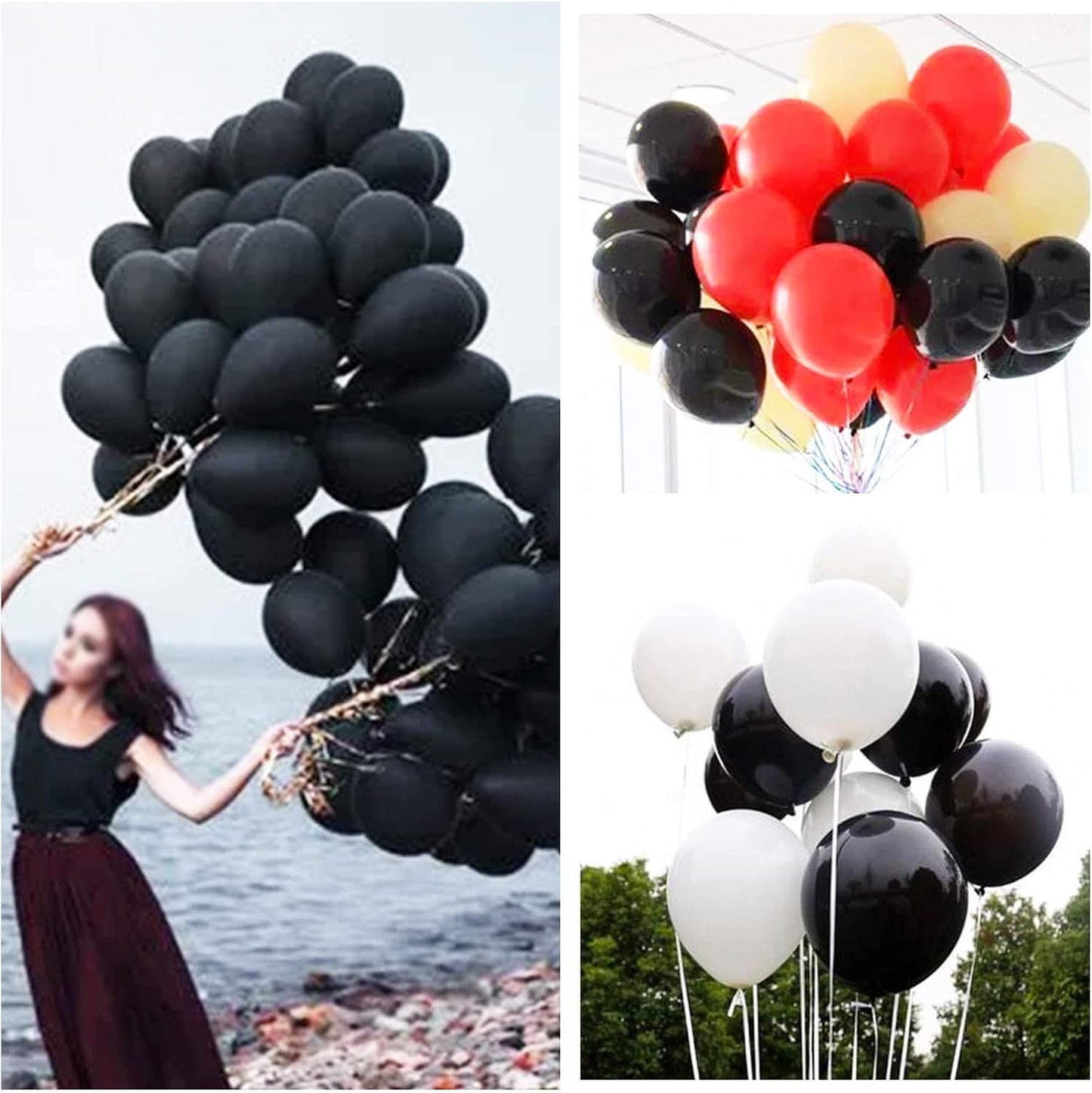 110pcs Black Balloon 12 inch, Black Latex Balloons for Birthday Party Baby Shower Wedding(with 2 Ribbons).
