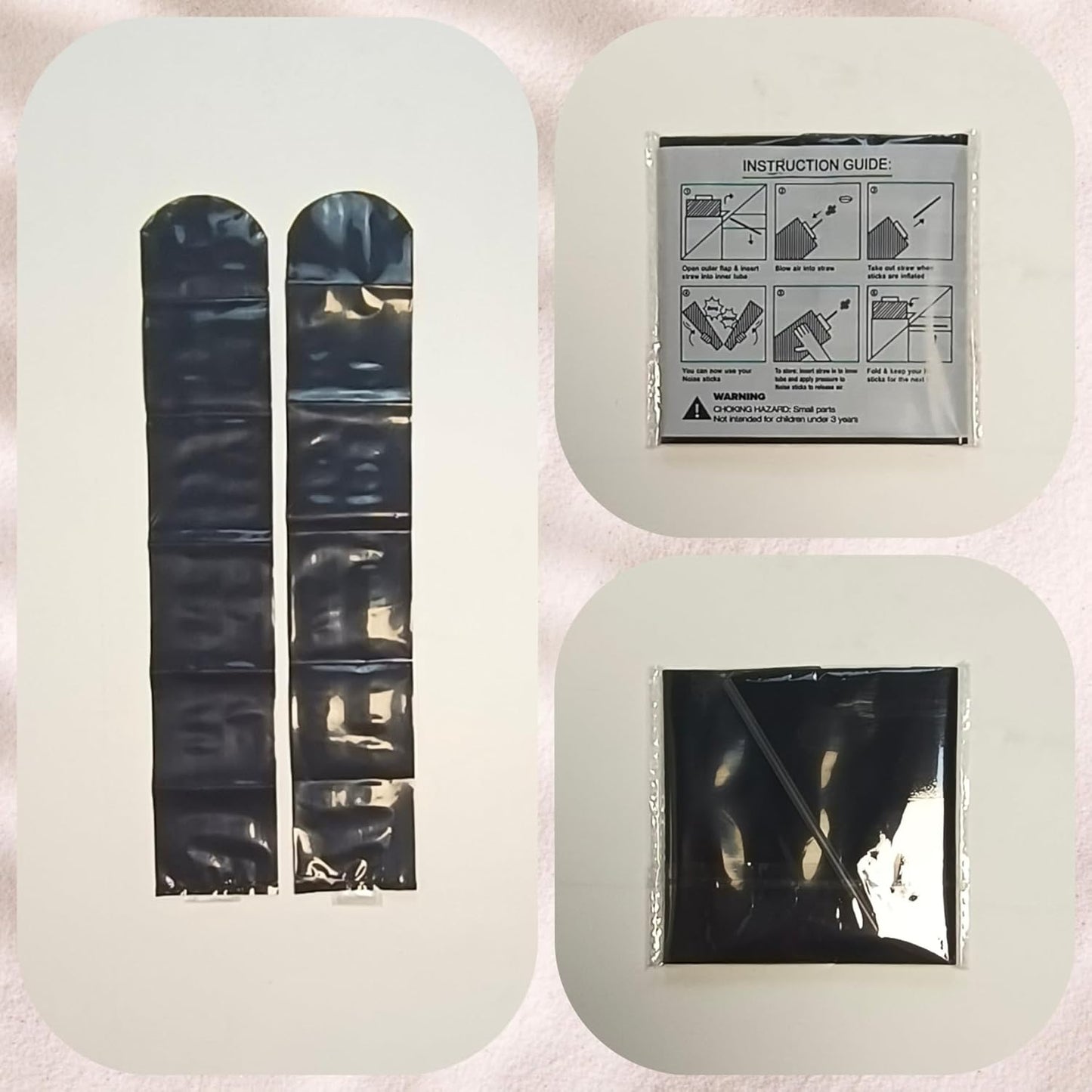 48pcs Round Head Boom Sticks Thunder Sticks Cheering Sticks Team Spirit Plastic Cheerleading Spirit Stick Clapper Inflatable Noise Maker Sports Supply (Black)