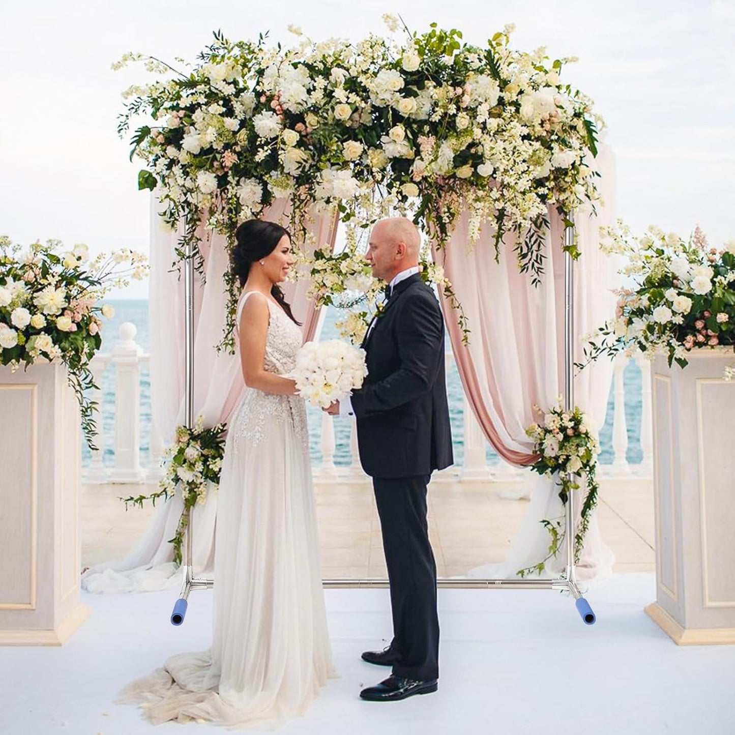 Arch Backdrop Stand,7x5 FT Metal Wedding Square Backdrop Stand for Ceremony Square Stainless Steel Backdrop Stand for Parties,Wedding,Birthday,Anniversary,Baby Shower,Garden Decoratip