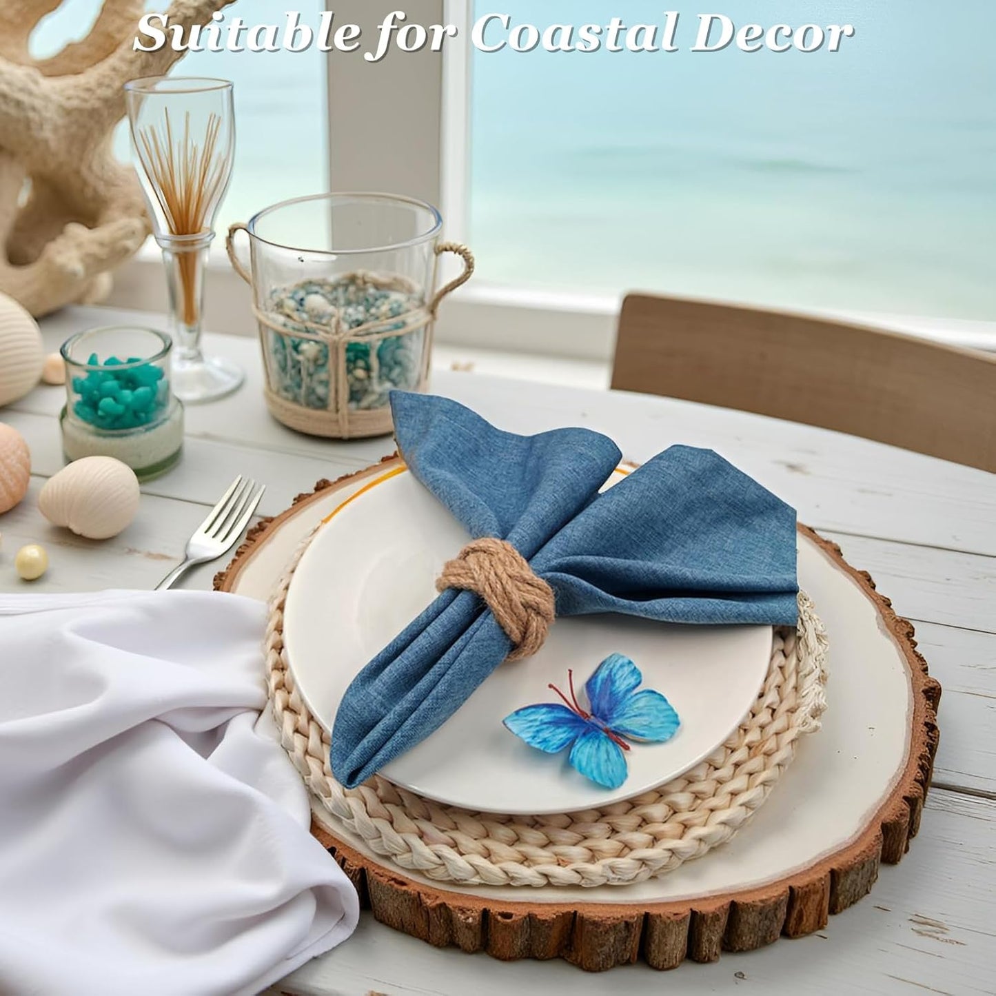 Woven Napkin Rings Set of 48, Mgrlfbl Farmhouse Burlap Napkin Ring for Holiday Dinner Birthday Wedding Thanksgiving Christmas Banquet Party of Table Setting Decorations(Yute 48)