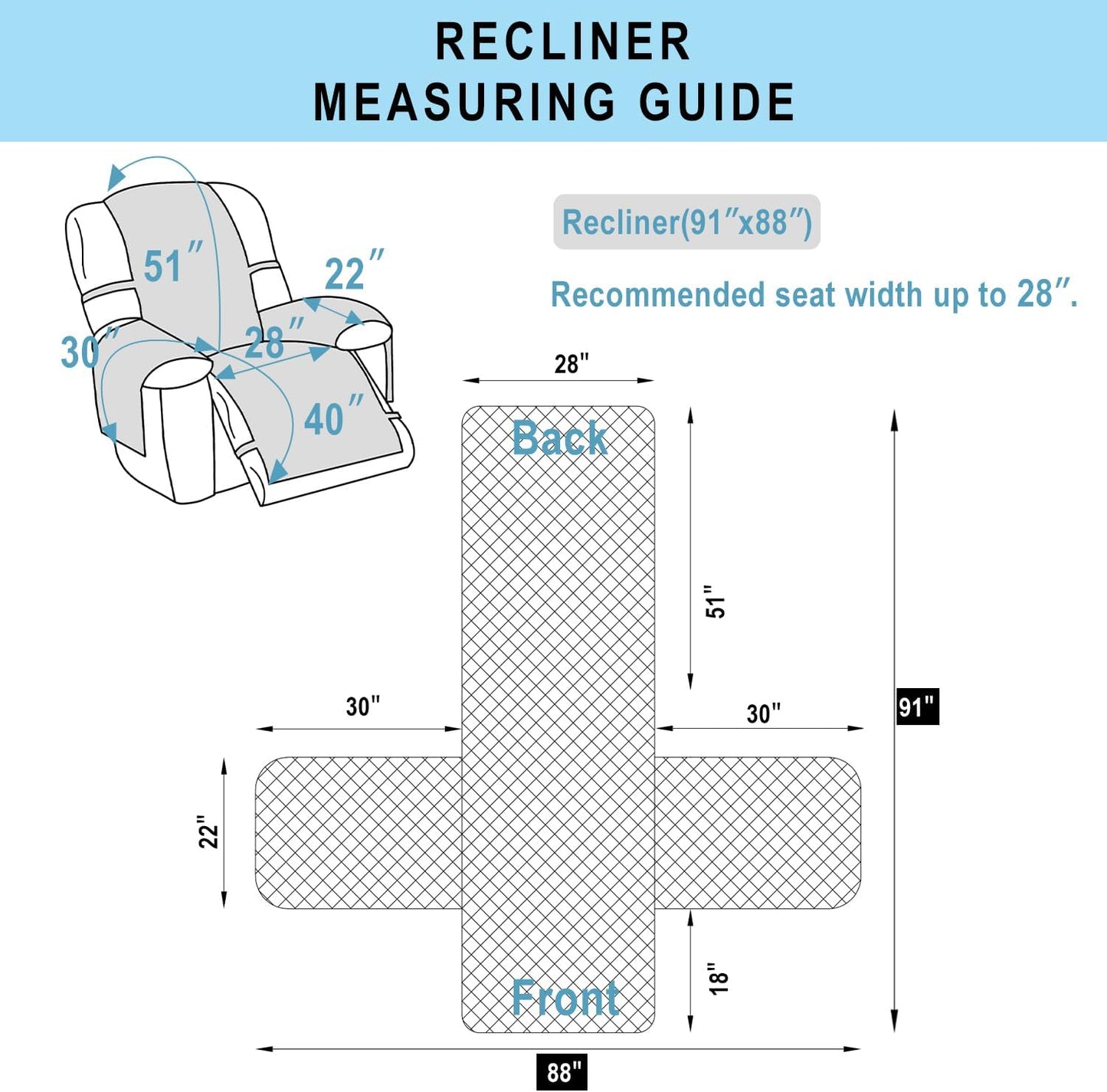 Recliner Chair Covers Reversible Sofa Cover Couch Cover for Pets Lazy Boy Furniture Protector(28''Recliner,Navy/Camel)