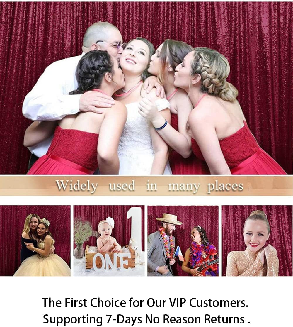 ShiDianYi 8FTx10FT Burgundy Sequin Glitter Backdrop Curtain - Sparkling Photo Booth Background for Weddings, Christmas Parties, Bridal Showers