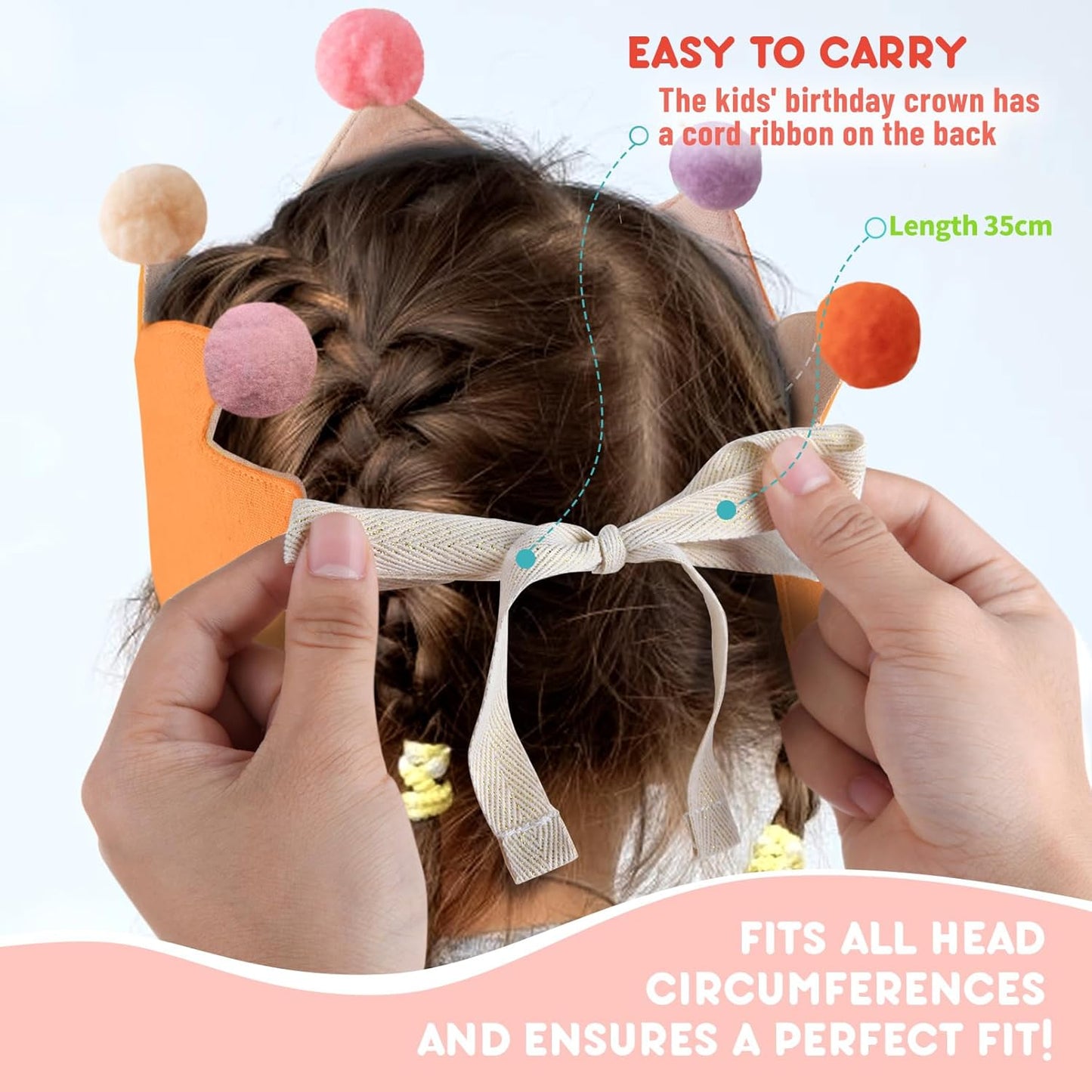Reusable Birthday Crown with Numbers,Kids Birthday Hat Fabric Crown Pertain Kids Boy Toddler Girl Baby Bday Hats
