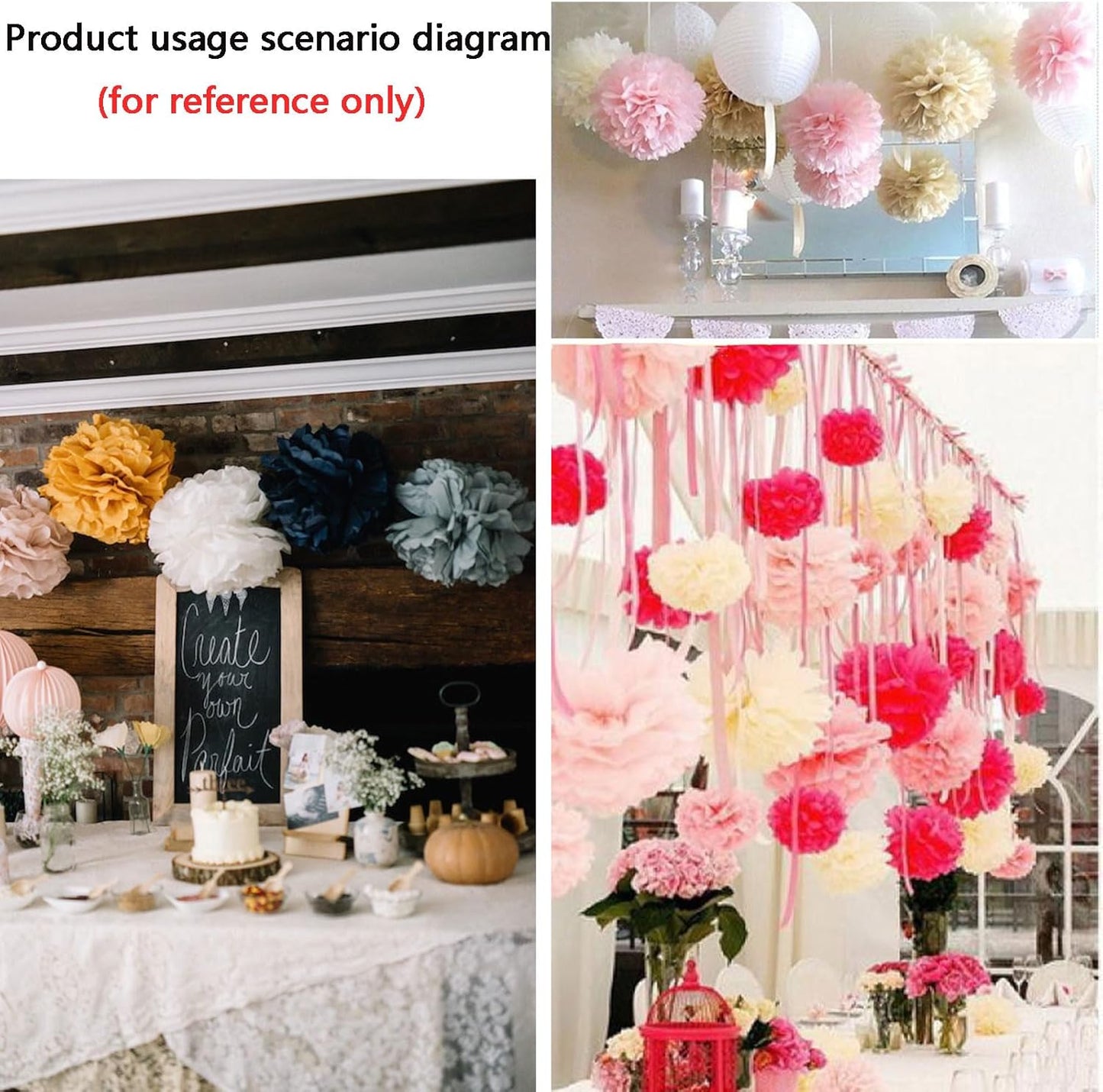 We Moment Green Blue Light Blue Paper Pom Poms Paper Flowers Decorations for Green Blue Birthday Party Decoration Ceiling Wall Hanging Tissue Flowers Decorations 12pcs 3 Colors