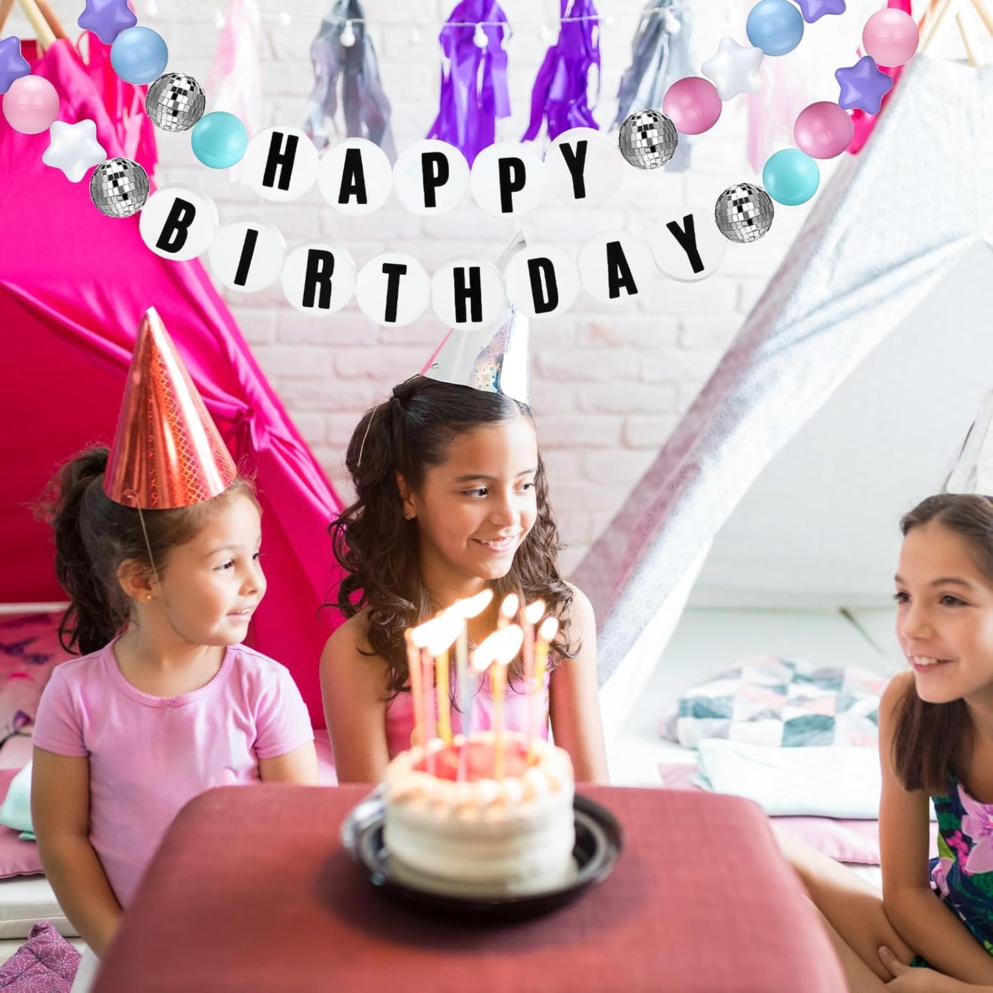 Giant Friendship Bracelet Garland Kit, DIY Birthday Banner with Letters Ball Jumbo Customizable Friendship Bracelet Decor for Halloween Christmas Wedding Party(Macaron)