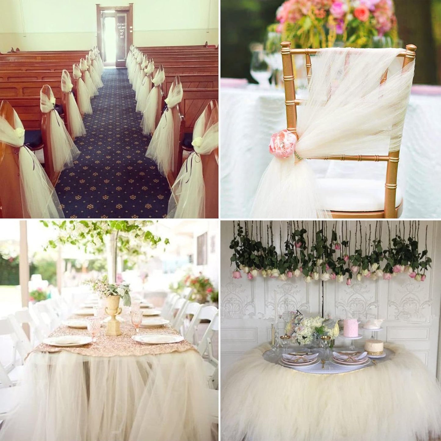 Ivory Tulle Fabric Rolls 6 Inch by 100 Yards (300 feet) Fabric Spool Tulle Ribbon for DIY Ivory Tutu Bow Baby Shower Birthday Party Wedding Decorations Christmas Craft Supplies