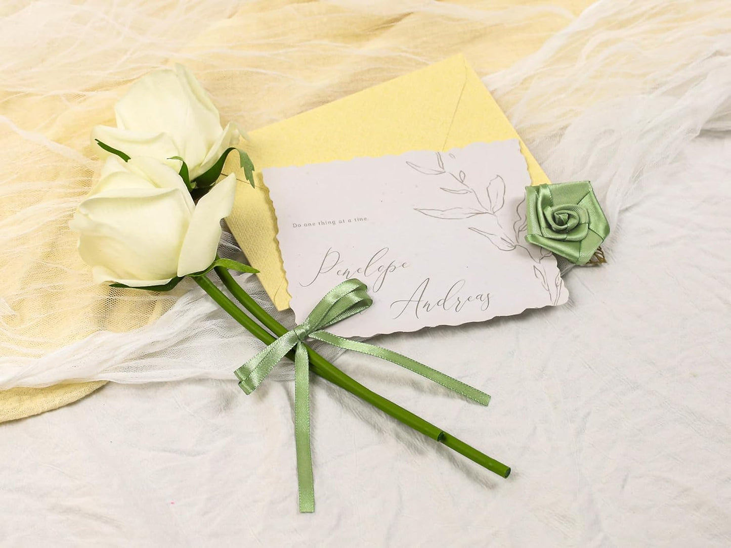 Sage Green Satin Ribbon 1/4 inch X Continuous 50 Yards, Single Face Polyester Ribbon Perfect for Gift Wrapping, Flower Bouquet, Wedding Decor, Crafts, Bow Making, Sewing and More