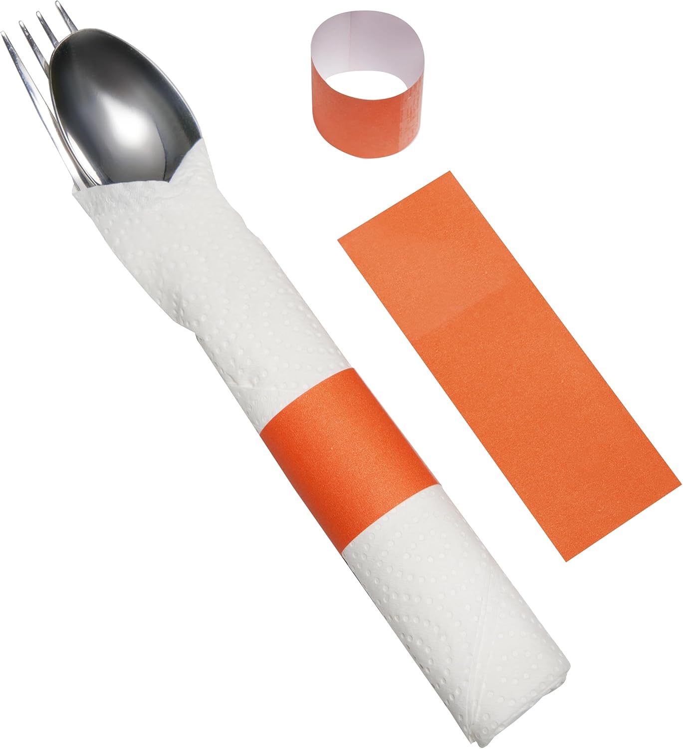 Germiwipe Paper Napkin Band Box of 500,Napkin Rings Self Adhesive,Silverware Wraps Bands (Orange - 500pcs)