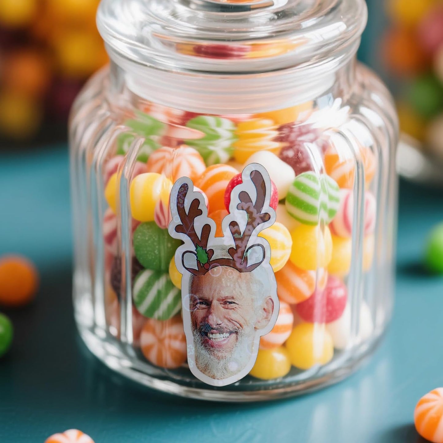 callie Personalized Christmas Stickers with Photo Face, Custom Waterproof Glitter Xmas Labels for Crafts Cards Envelope Seal Party Decor, 12pcs