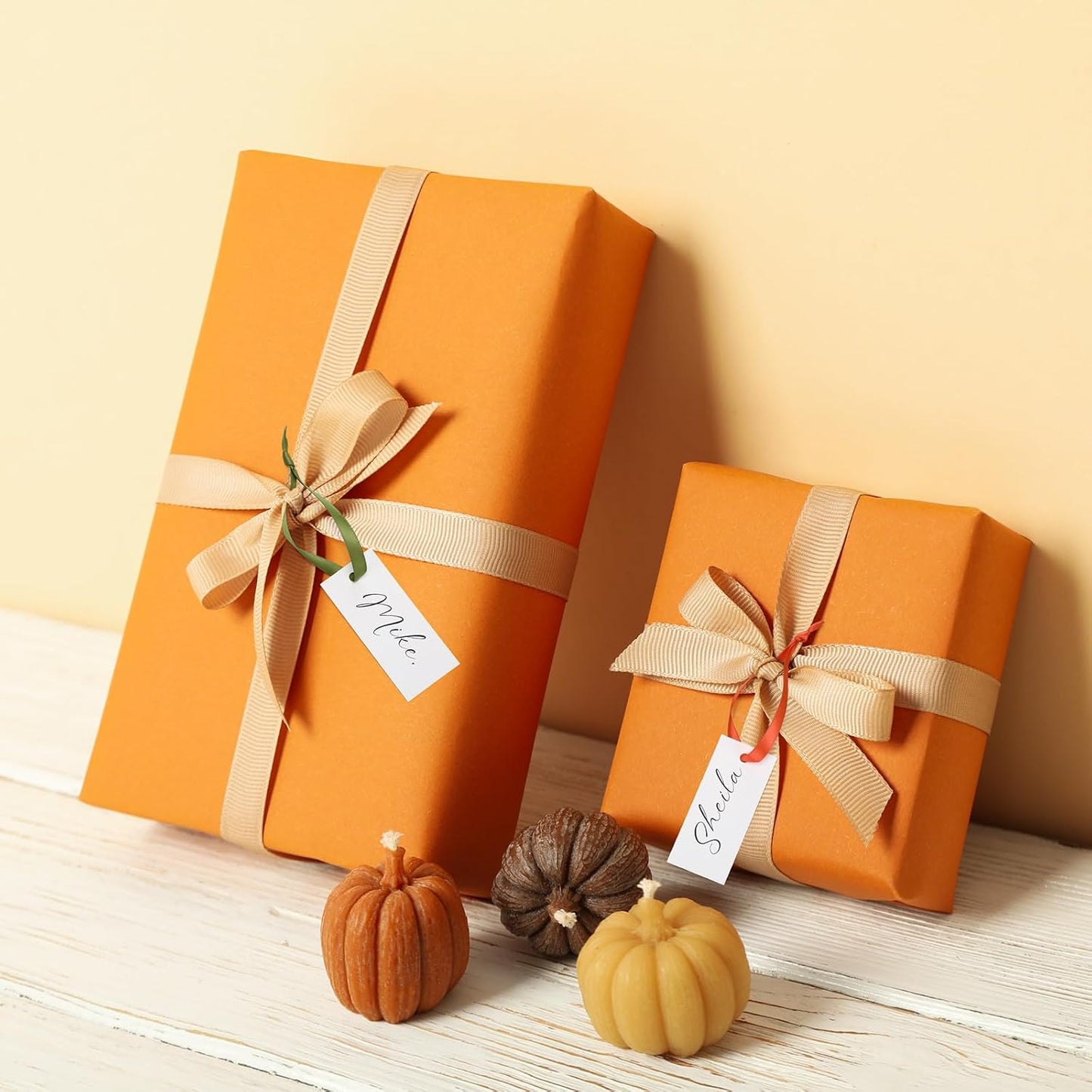 50 Pcs Name Place Cards for Table Setting Blank Wedding Place Cards with Satin Ribbon 1.57 x 3.54 Inch Hanging Gift Tags for Wedding Dinner Banquet Party Table Setting Supplies(Autumn Color)