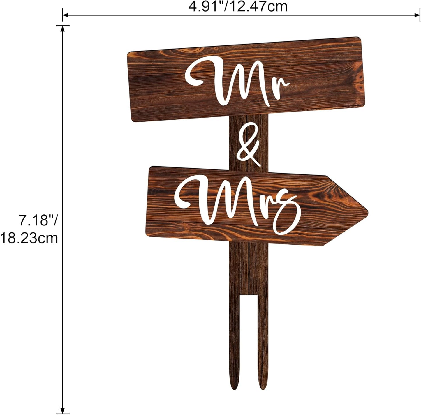 Rustic Mr & Mrs Cake Topper in Wood Cake Decoration for Wedding & Engagement