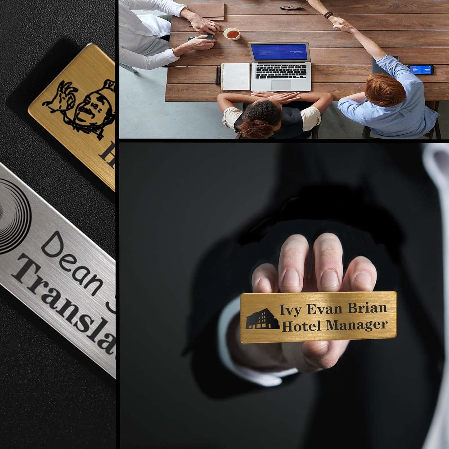 Custom Name Tag with Logo Personalized Name Tag for Work UV Printed Name Badges Multiple Color Indentification with Pin or Magnetic Backing