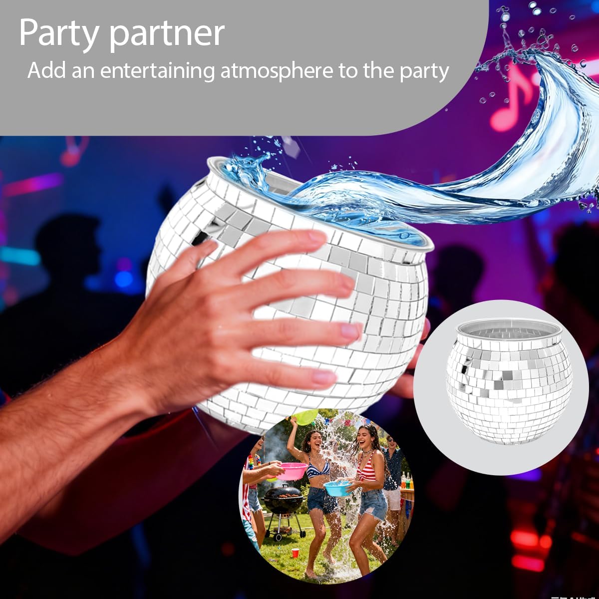 6 Pcs Disco Ball Vases,6" X 6.7" Disco Ball Centerpieces Decor,Silver Mirror Plastic Vase Disco Ball Planter for Wedding,Birthday,Office Table Decorations