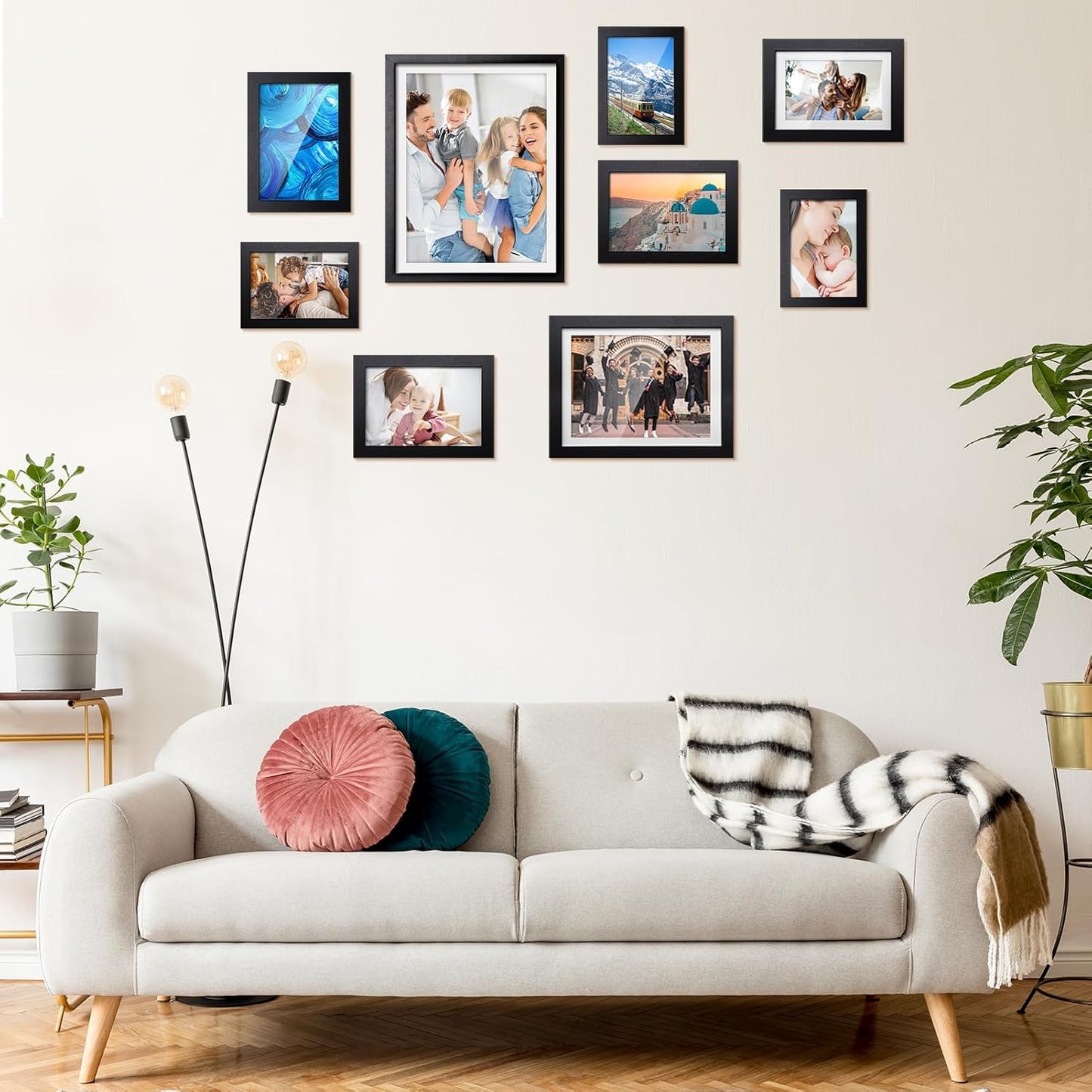 TWING 8x10 Picture Frames Set of 6, Photo Collage Frame For Wall Gallery Wall Frame Set Black Composite Wood