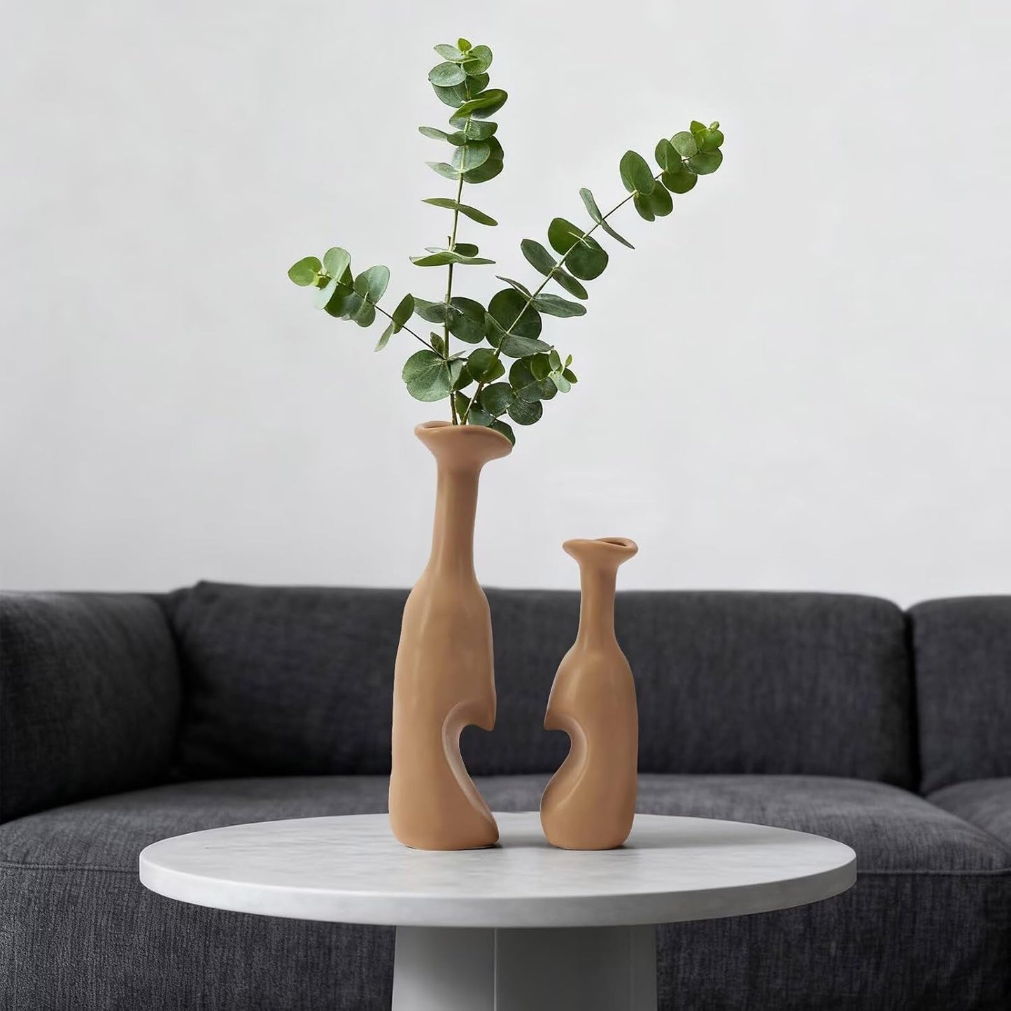 Heart Shaped Small Ceramic Vases Set of 2 Home Decor Boho Vase Modern Matte Flower Vase Minimalist Decorative Vase for Wedding Gift Dining Coffee Table Book Shelf Office Décor