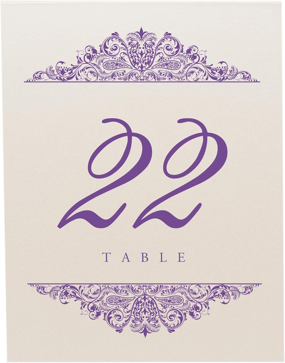 Paisley Wedding Table Numbers (Select Color/Quantity), Champagne, Purple, 1-175, Double Sided, Tent or Use in a Stand, Great for Parties & Restaurants - Made in the USA