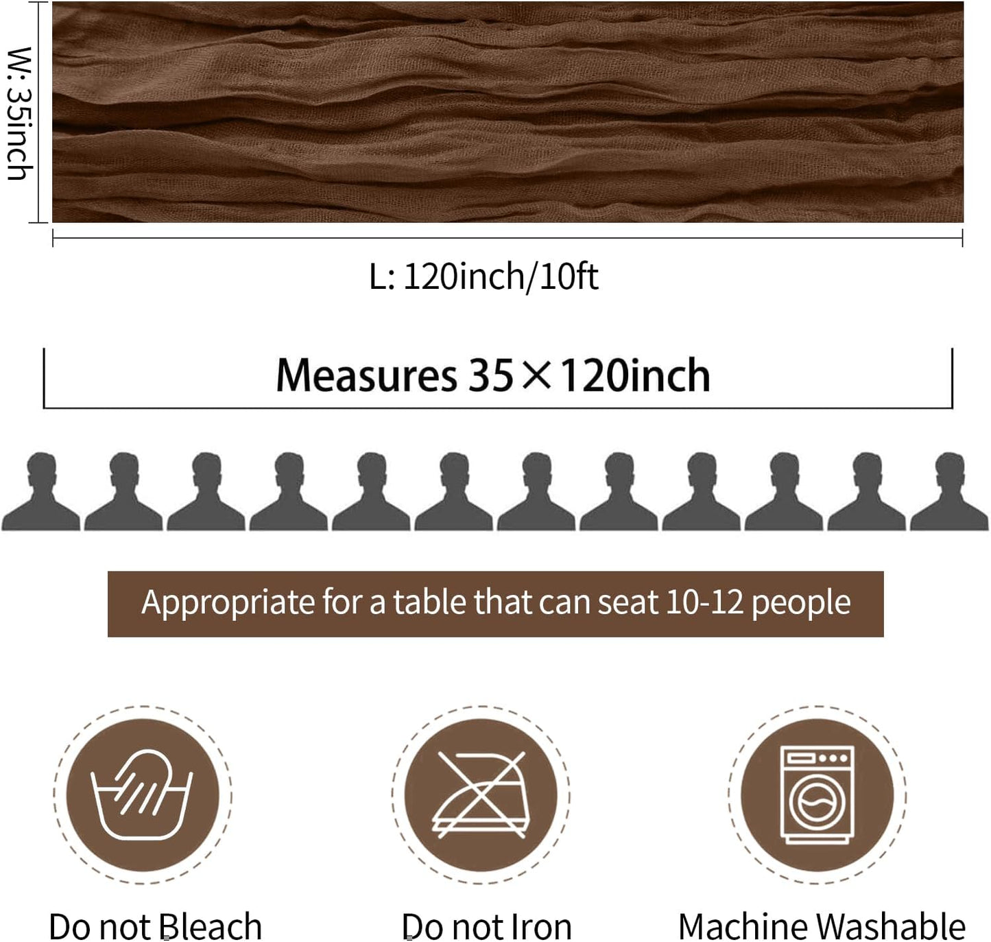 6 Pack Brown Cheesecloth Table Runner 35x120 Inch Gauze Coffee Table Runner Rustic Boho Cheese Cloth Sheer Runner for Wedding Baby Shower Bridal Shower Birthday Party Fall Decorations