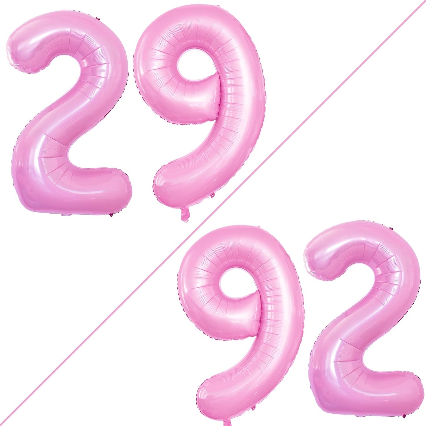 GOER Number 29 Balloons for 29th Birthday Party Decorations,42 Inch Jumbo Foil Helium 92 Balloons for 92nd Birthday Party Decoration (Light Pink)