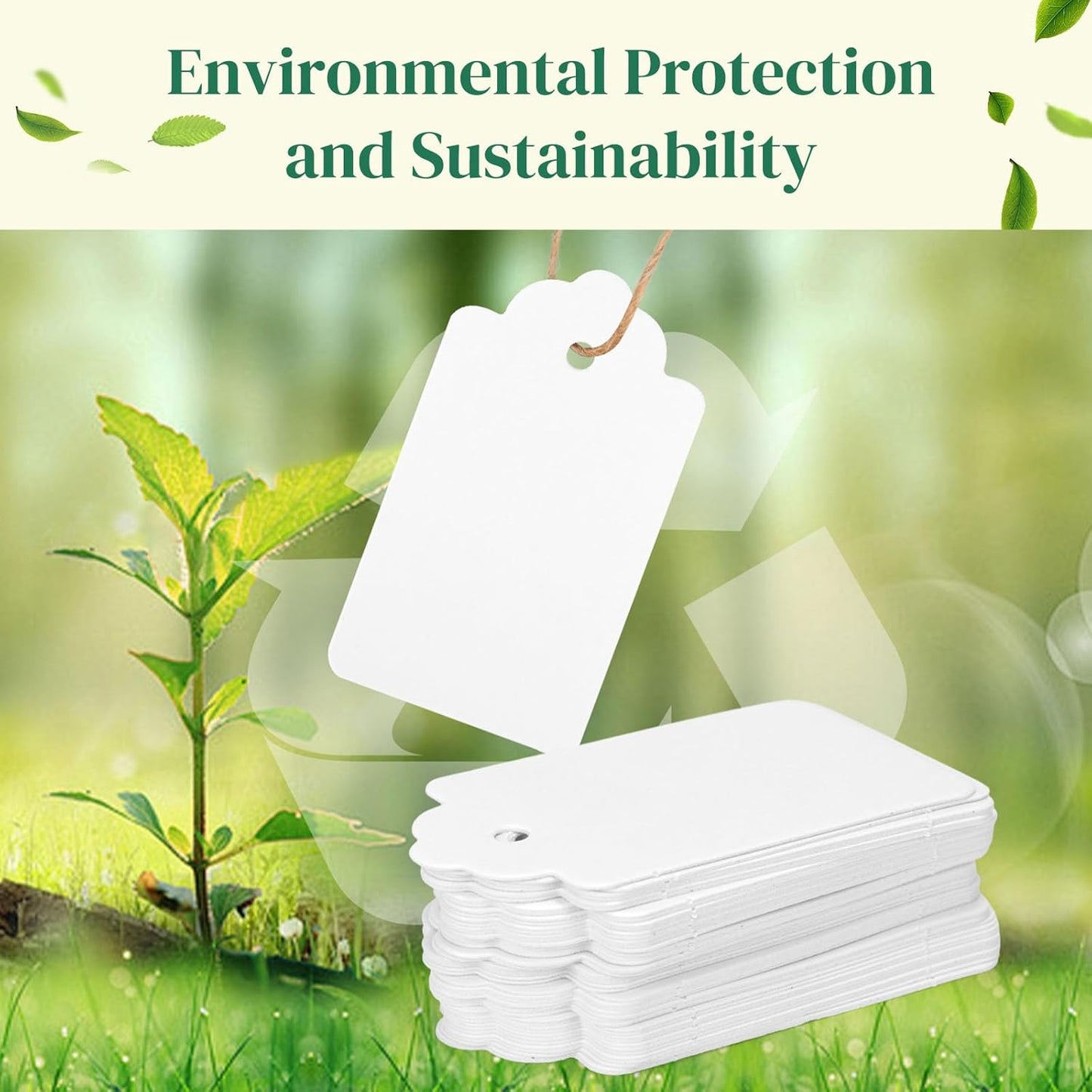 SallyFashion 200PCS Gift Tags, 2.8×1.7 Inch Hang Tags with String for Presents DIY Weddings Bridal and Baby Showers Birthdays