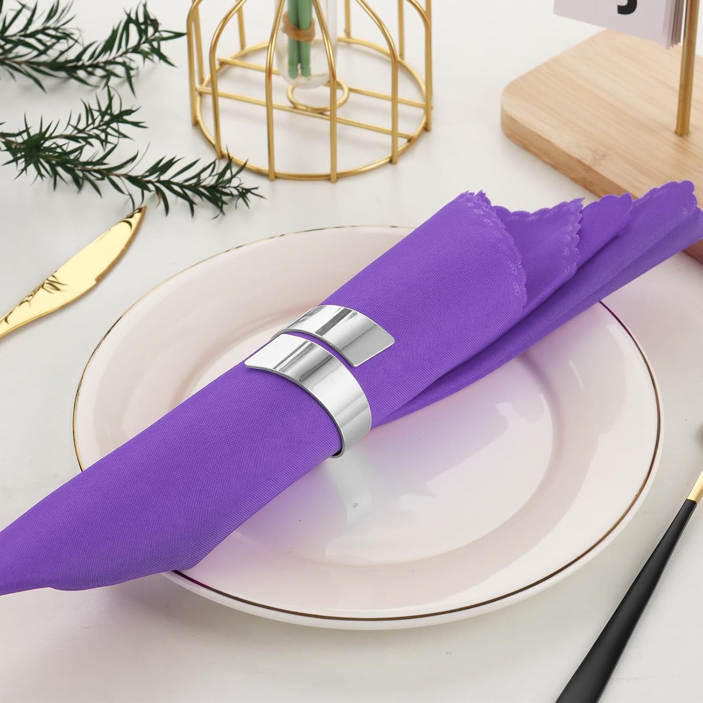 Silver Napkin Rings Set of 10, Metal Material (Silver, Normal)