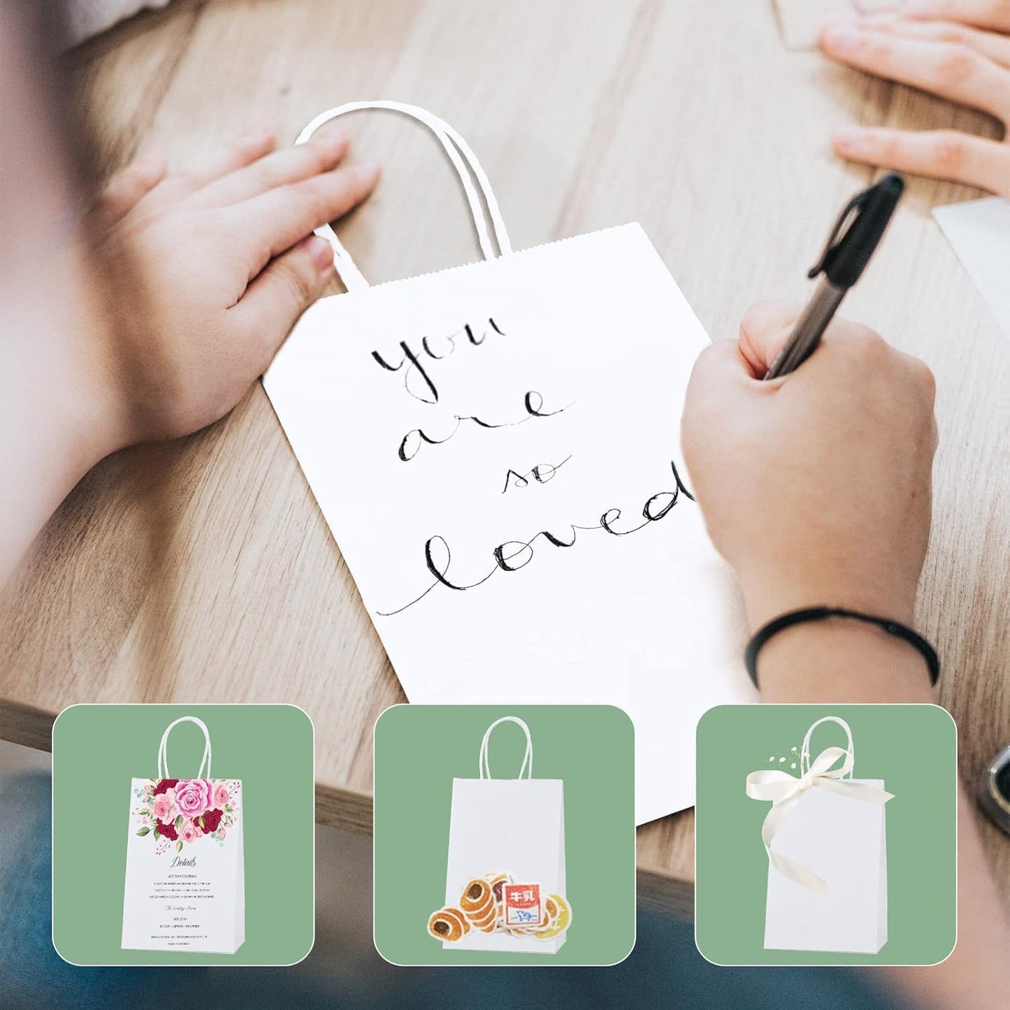 METRONIC Kraft Paper Gift Bags with Handles 8x4.75x10.5 Inch 12000 Pack | Christmas, Birthday Party Favors, Retail Shopping, Small Business Bulk | White Gift Wrap Bag