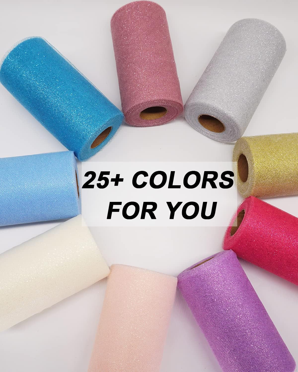 Glitter Tulle Fabric Rolls, 6 Inch 50 Yards (150ft) Sparkling Spool Ribbon Sequin Netting for Tutu Skirt Gift Wrapping Wedding Party Decoration (Silver)