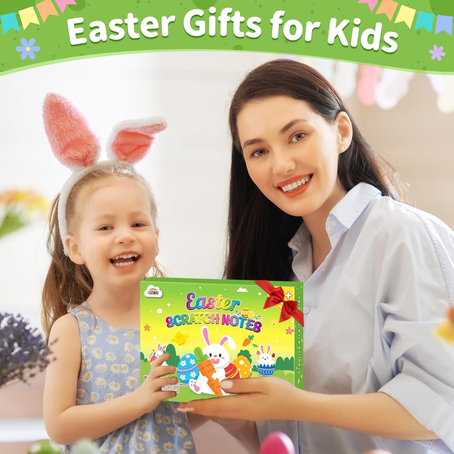 ZMLM Rainbow Scratch Party Favors Kids: Birthday Gifts Toy Bulk Scratch Art Notebook 24 Pack Birthday Goodie Bags Stuffers Girls Boys Art Craft Pad Classroom Prizes School Teacher Supplies (Easter)