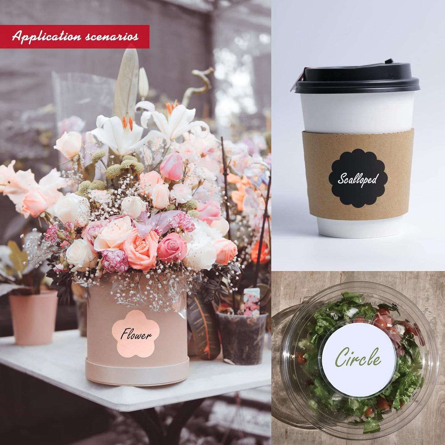 Custom Stickers - Personalized Labels, Customized Stickers with Any Design Image Logo Text, 100 Labels (Flower, 4.5"x4.5")