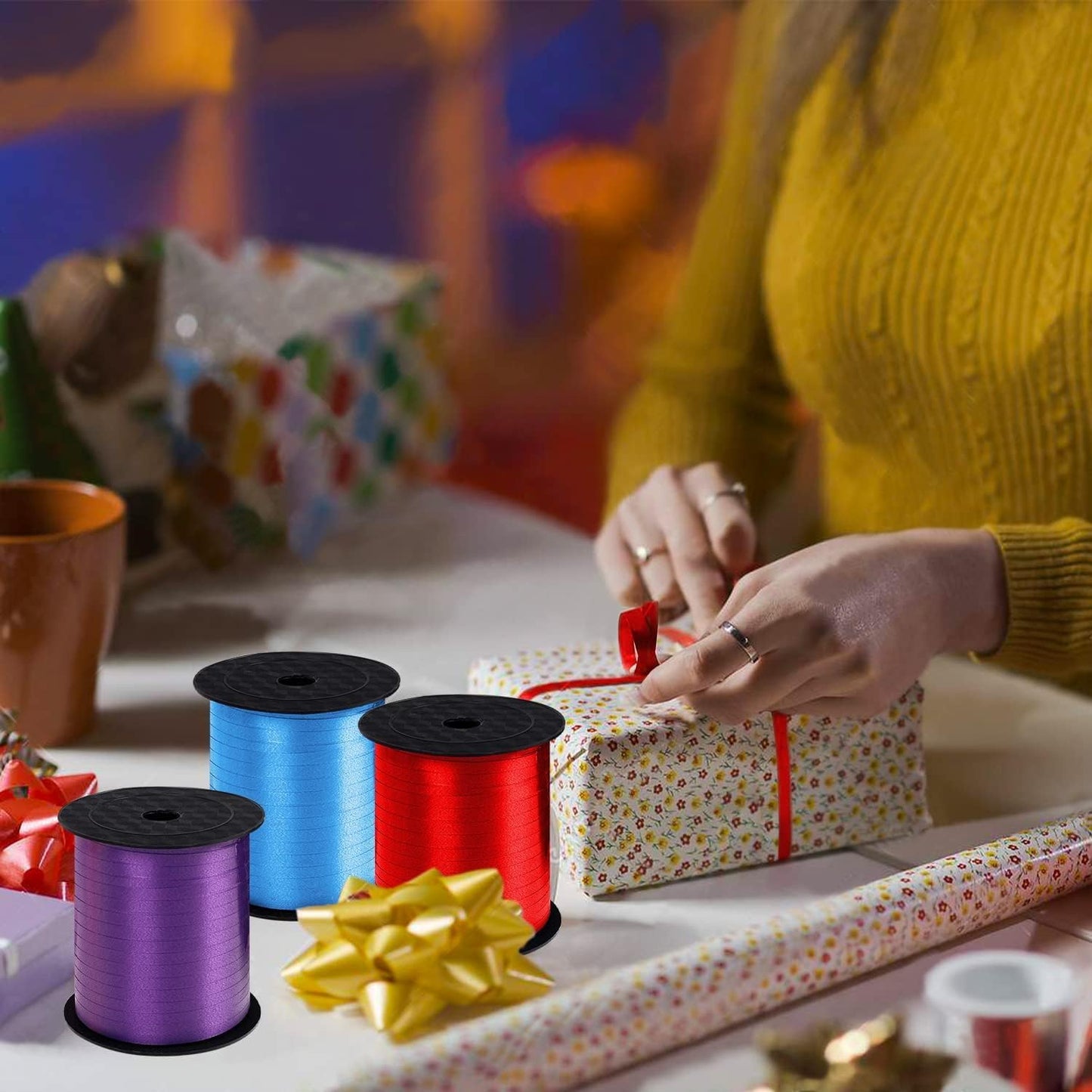 7 Pack Curling Ribbon - 1750 Yards Crimped Balloon Ribbon - Gift Wrap & Crafts (Colorful) For Mothers Day, Birthday, Wedding, Party Decoration