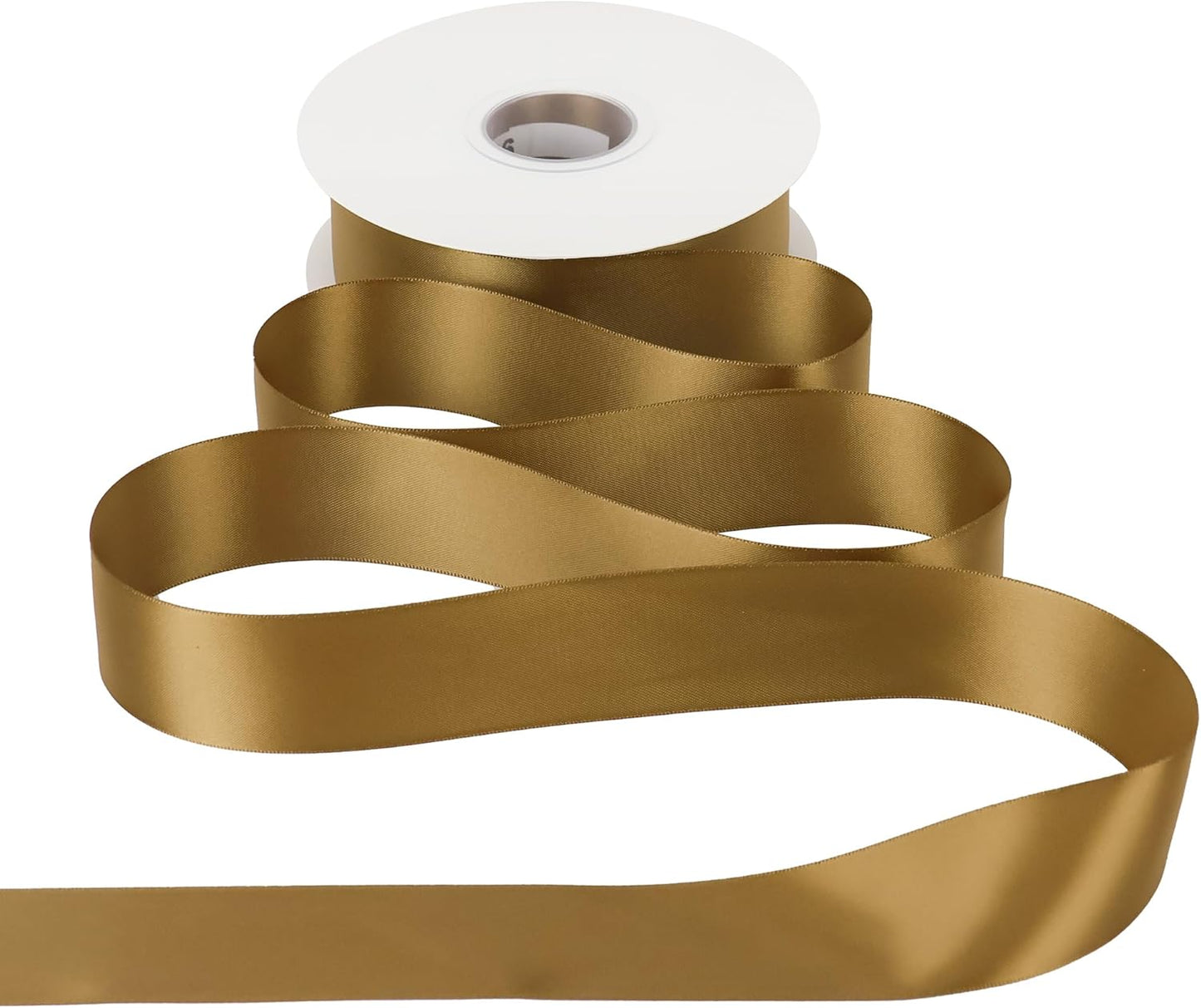 HUIHUANG Golden Brown Ribbon 1-1/2 inch x 50 Yards Luxury Double-Faced Satin Ribbon for Gift Wrapping Crafts Bows Holiday Home Decor Wedding Decoration Flower Bouquets