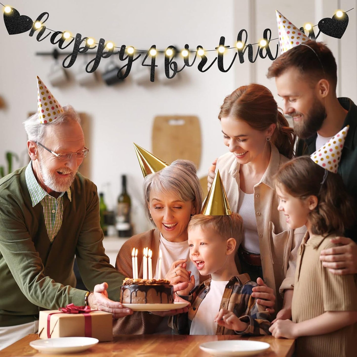 TaoBary 167 Pcs DIY Banner Kit Happy Birthday Glitter Banner Customizable Glitter Make Your Own Kit 162 Letters Symbols and Numbers 3 Rope for Birthday Halloween Wedding Christmas(Black)