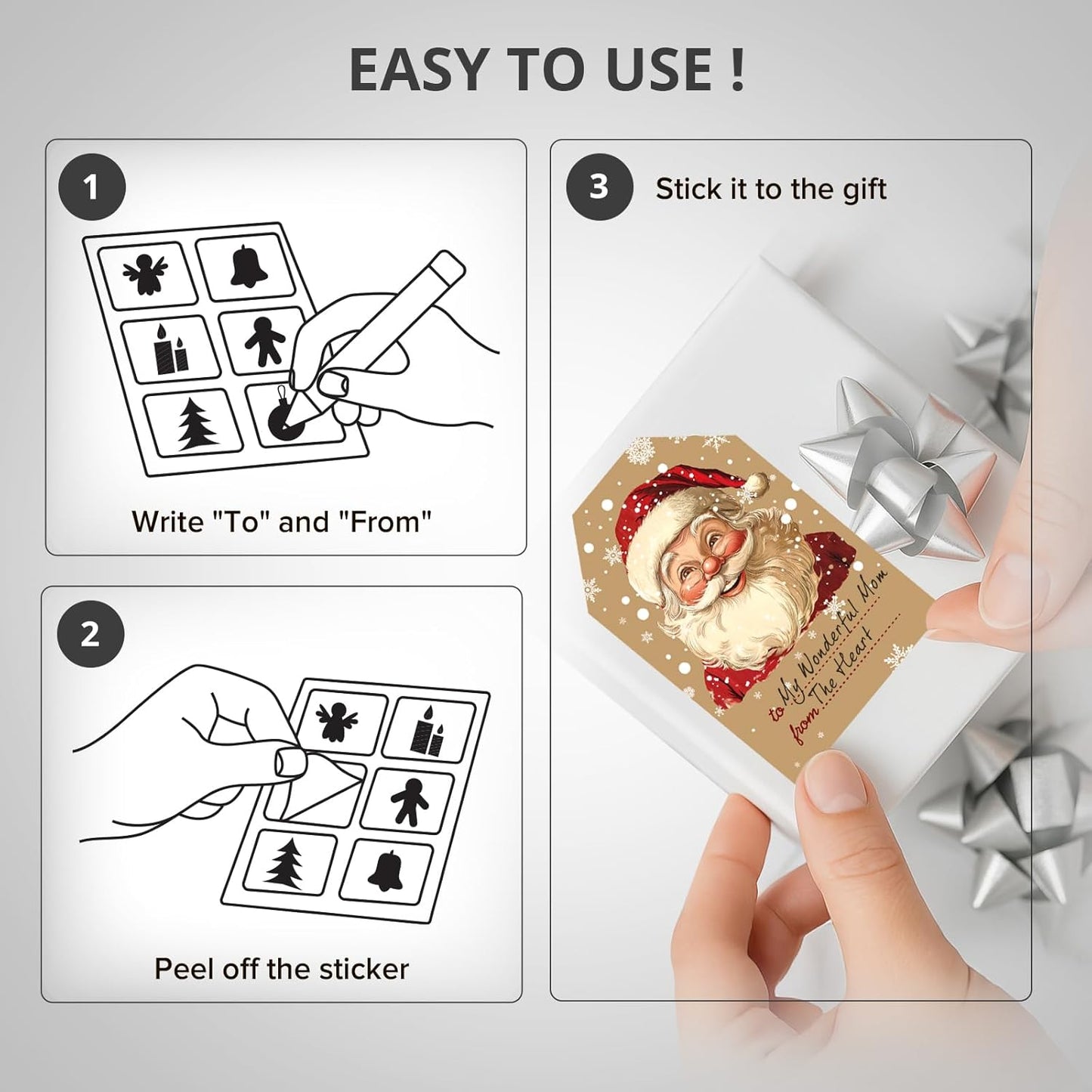 X-Protector Christmas Gift Tags 112 PCS - 3x2 in Christmas Wrapping Paper Name Tags - 5 Sheets of Self-Adhesive Xmas Present Labels Stickers - Peel and Stick Gift Wrap Tags!